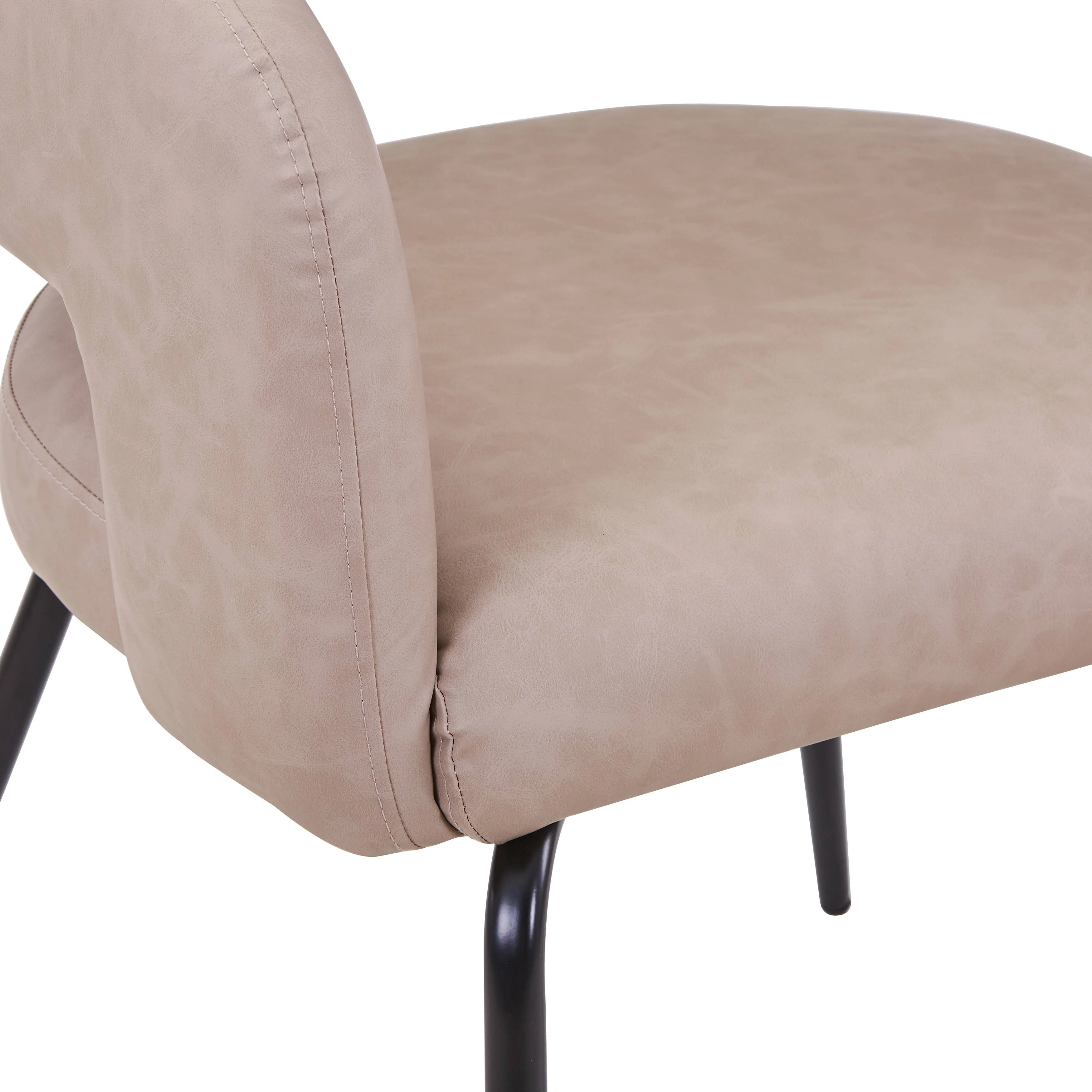 Verve 5-Piece Dining Set with 36" Round Dining Table in Black MDF Top and 4 Dining Chairs in Taupe Leather