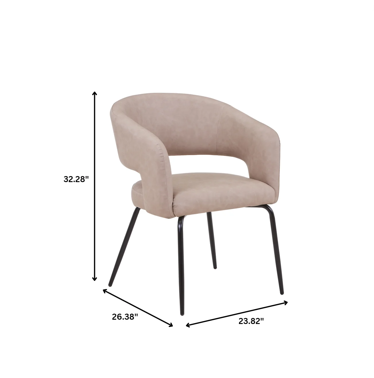 Verve 5-Piece Dining Set with 36" Round Dining Table in Black MDF Top and 4 Dining Chairs in Taupe Leather