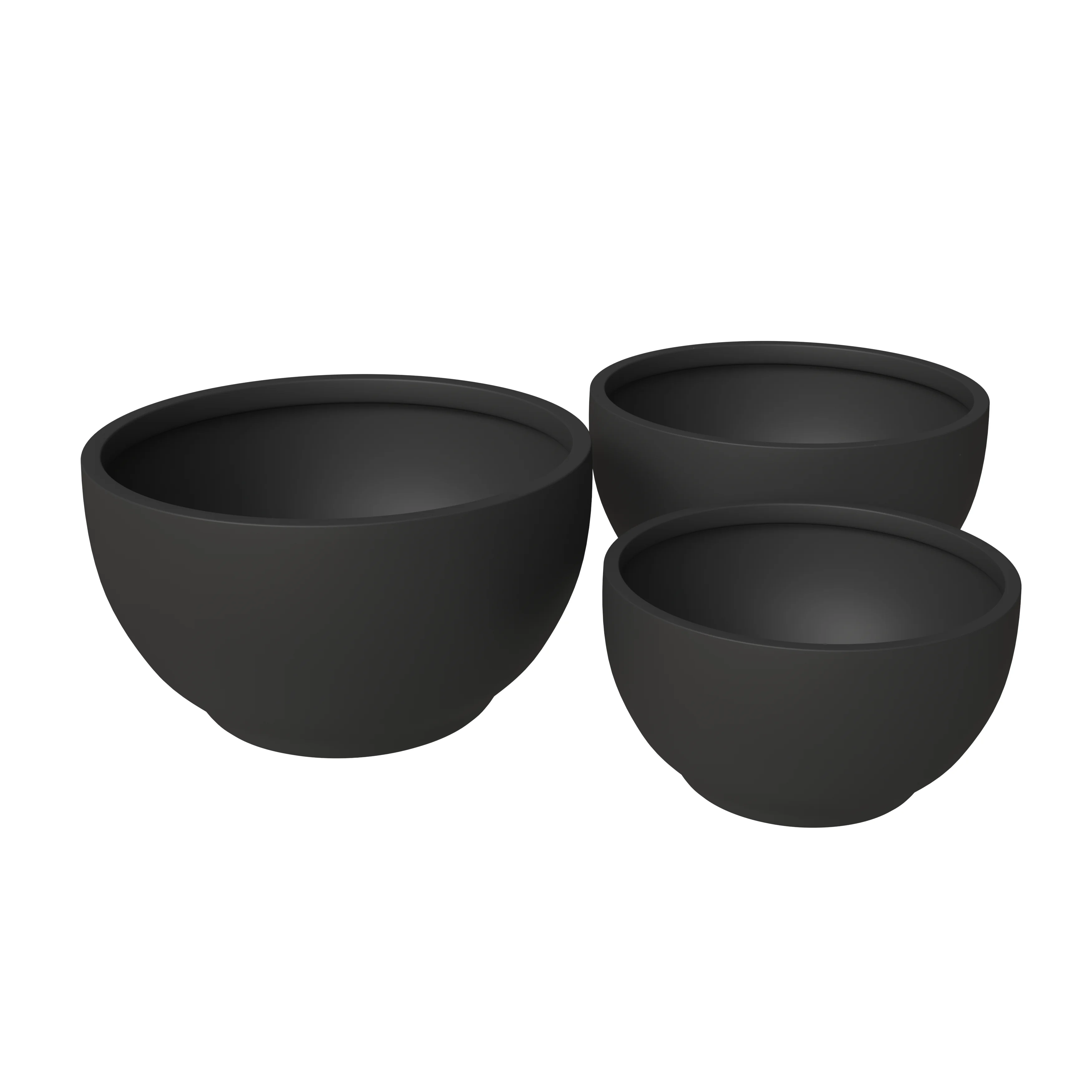 Grove Series Poly Stone Planter Set in Black