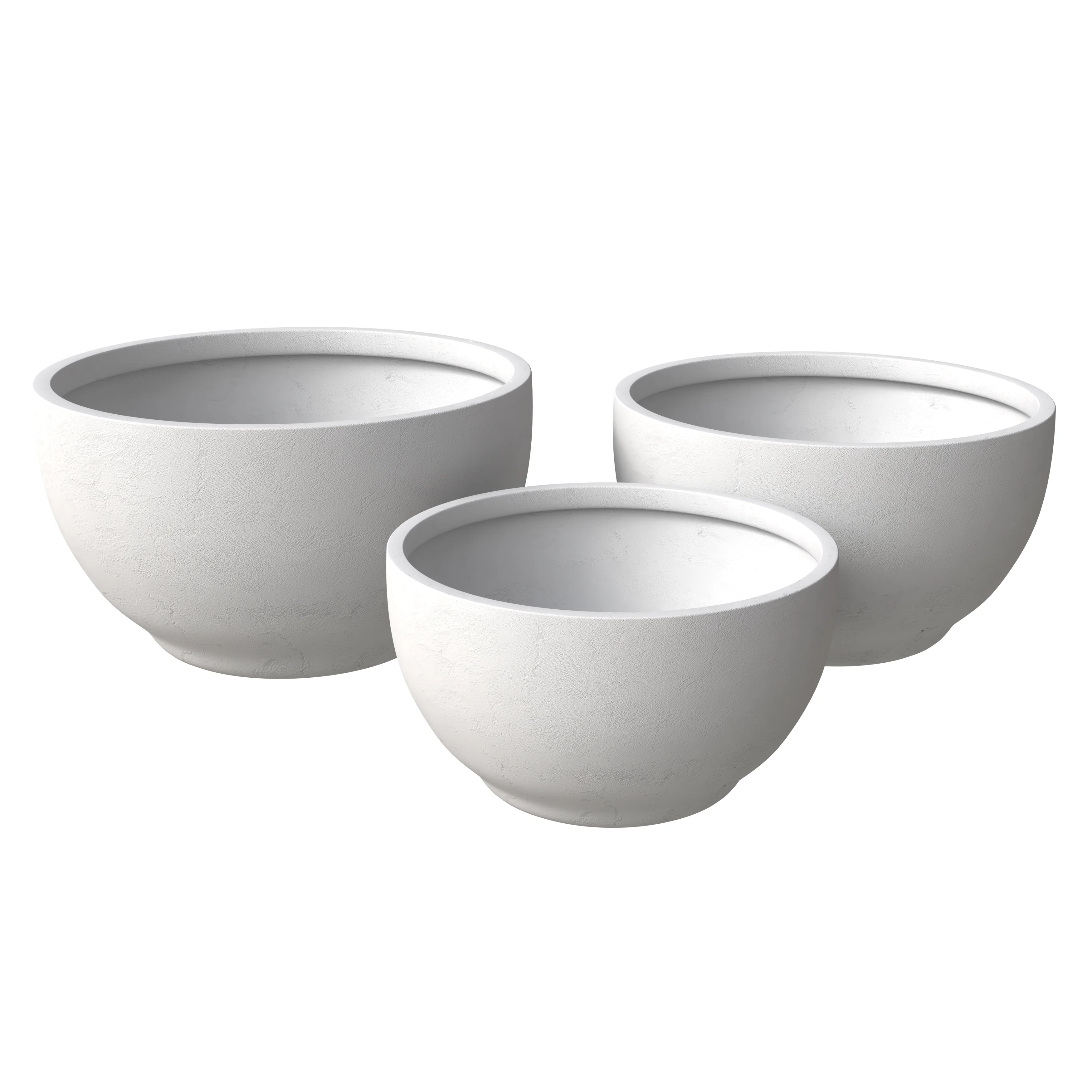 Grove Series Poly Stone Planter Set in White