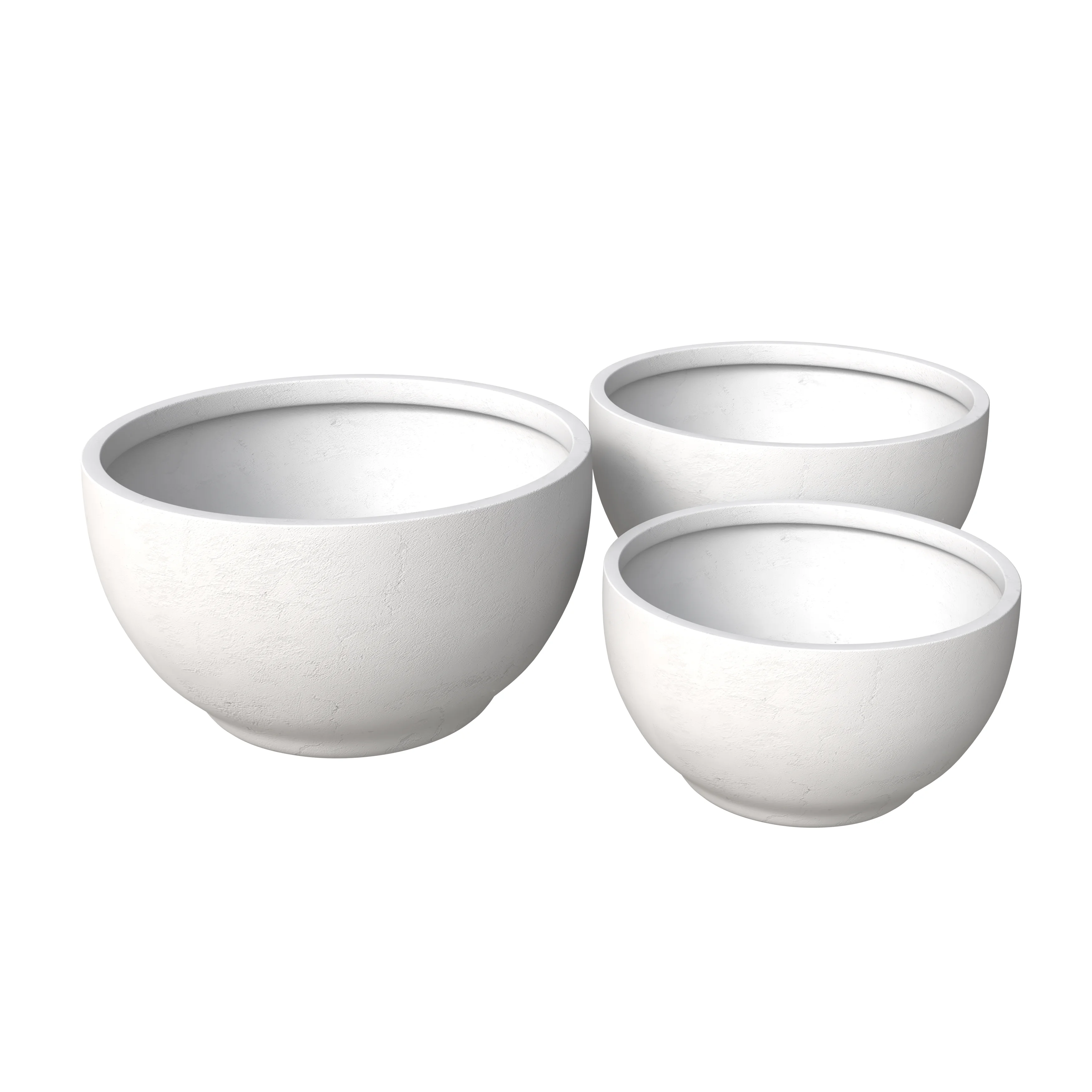 Grove Series Poly Stone Planter Set in White