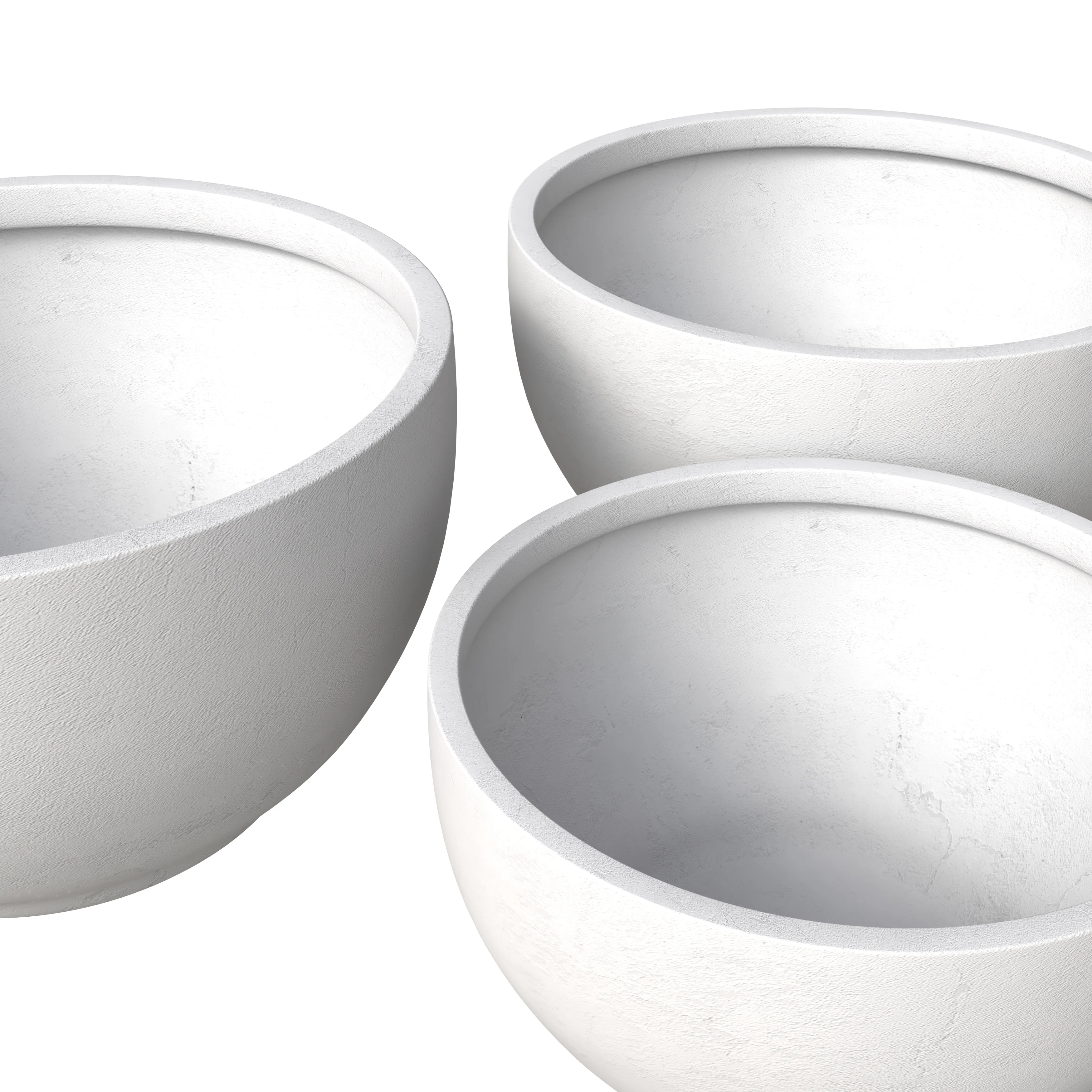 Grove Series Poly Stone Planter Set in White