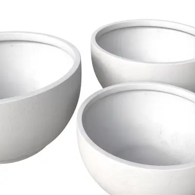 Grove Series Poly Stone Planter Set in White