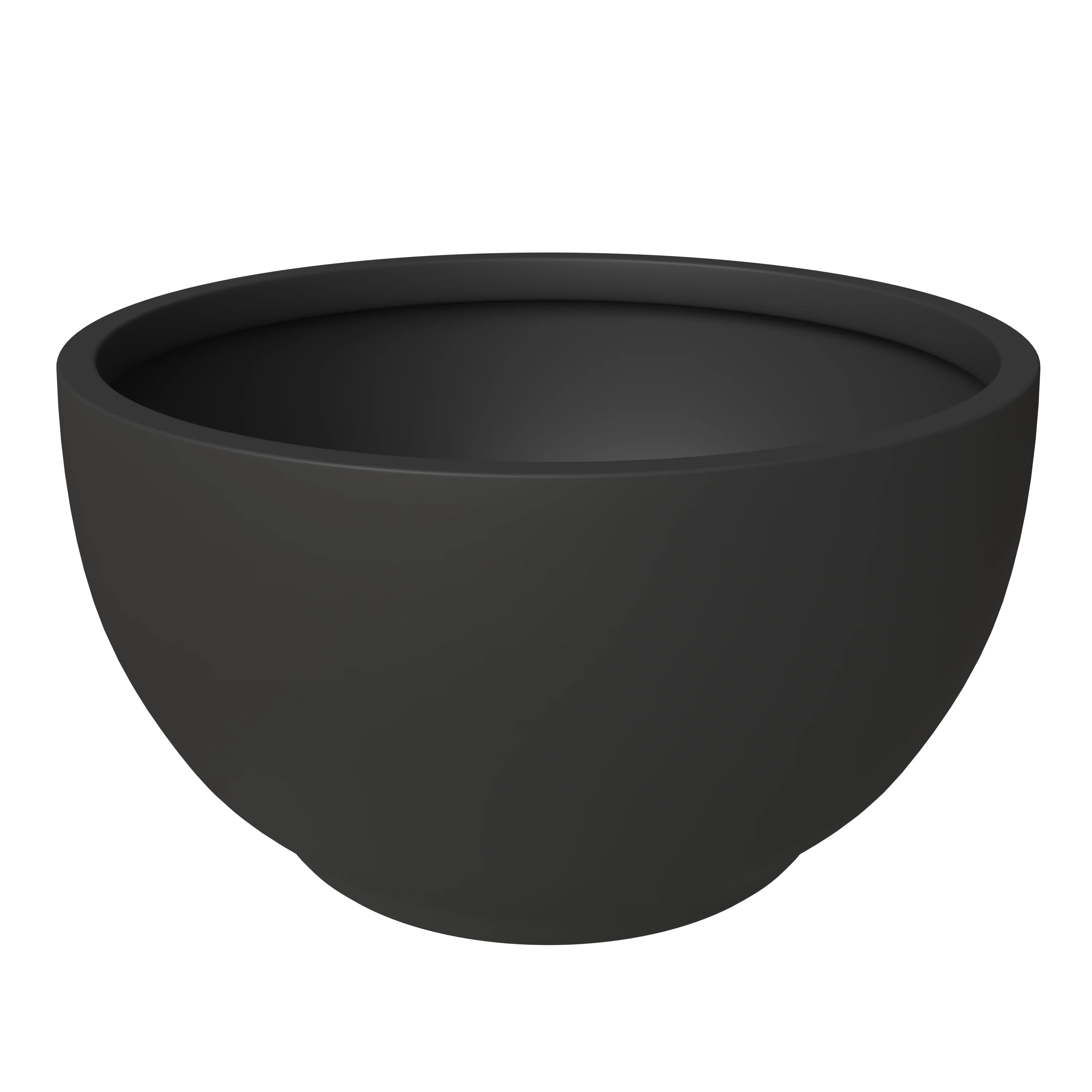 Grove Series Hemisphere Poly Clay Planter in Black 10.6 Dia, 5.9 High