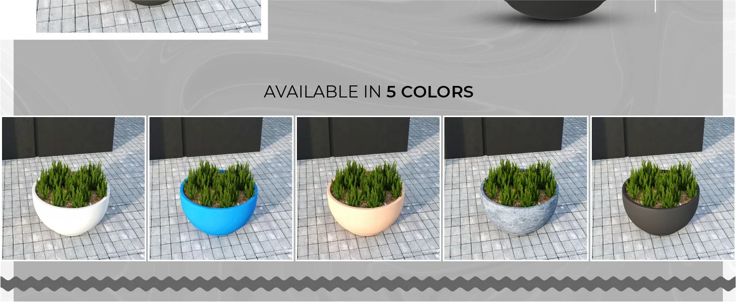 Grove Series Hemisphere Poly Clay Planter in Black 10.6 Dia, 5.9 High