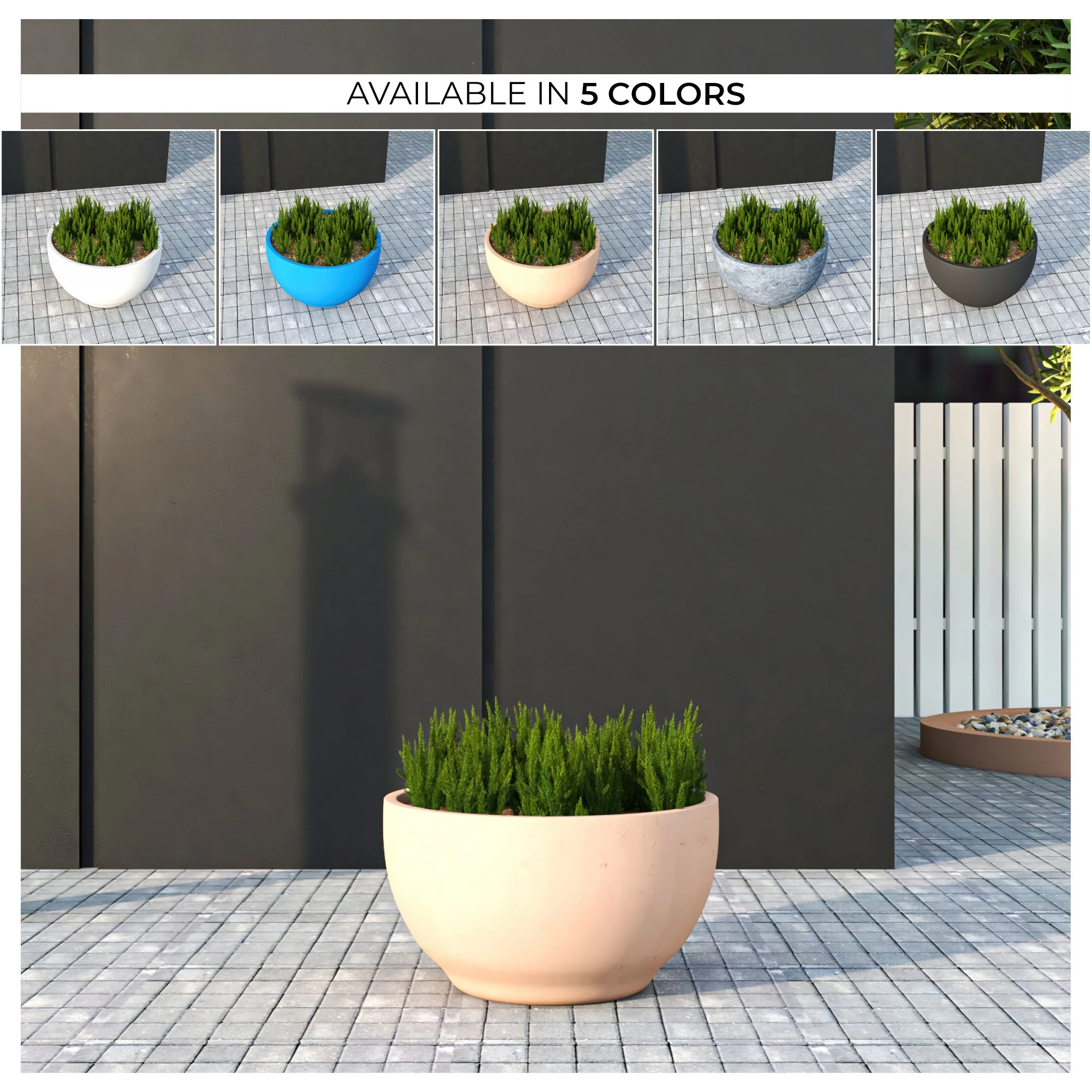 Grove Series Hemisphere Poly Clay Planter in Terra cotta Color 10.6 Dia, 5.9 High