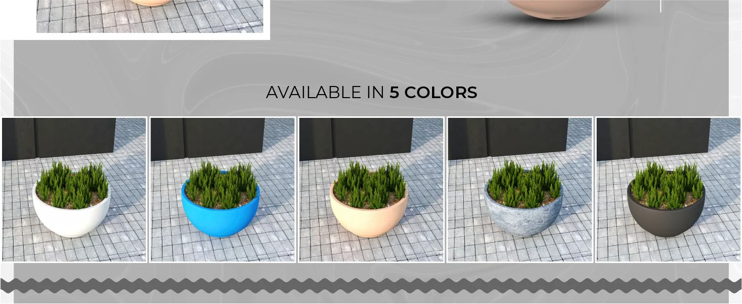 Grove Series Hemisphere Poly Clay Planter in Terra cotta Color 10.6 Dia, 5.9 High