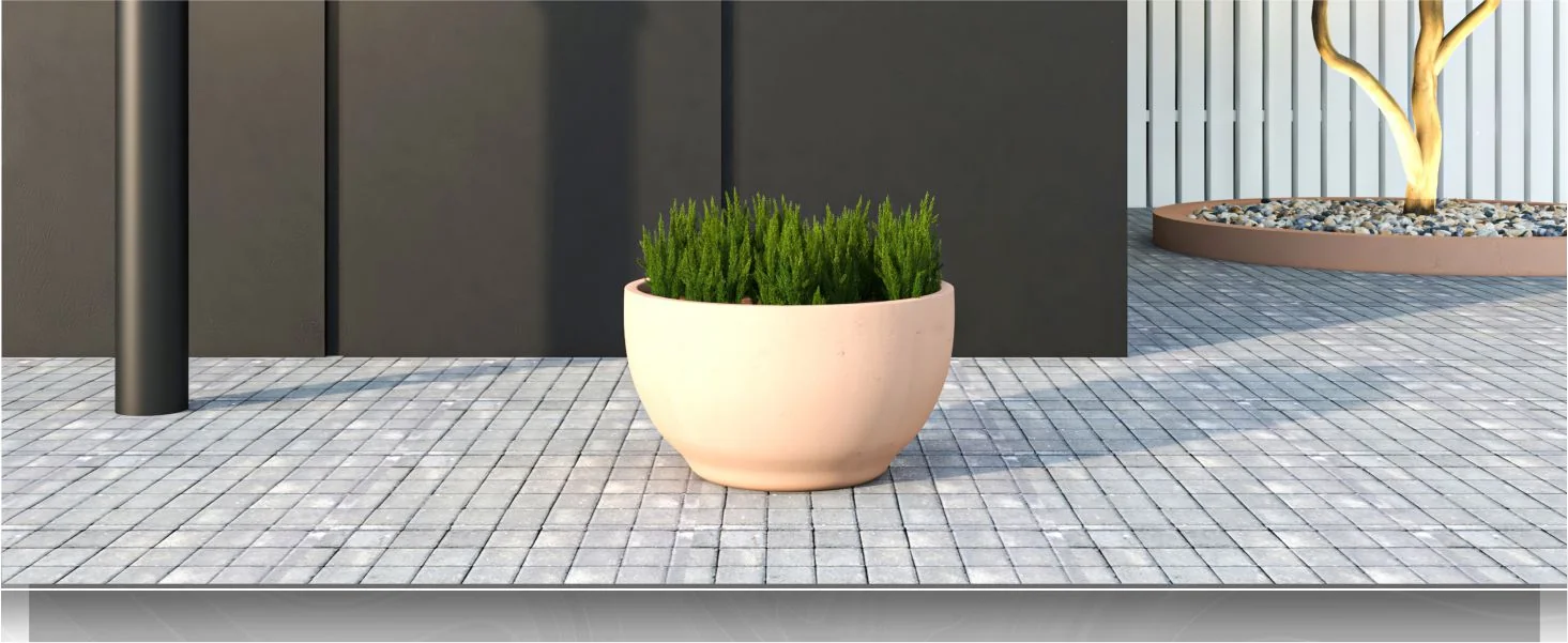 Grove Series Hemisphere Poly Clay Planter in Terra cotta Color 10.6 Dia, 5.9 High