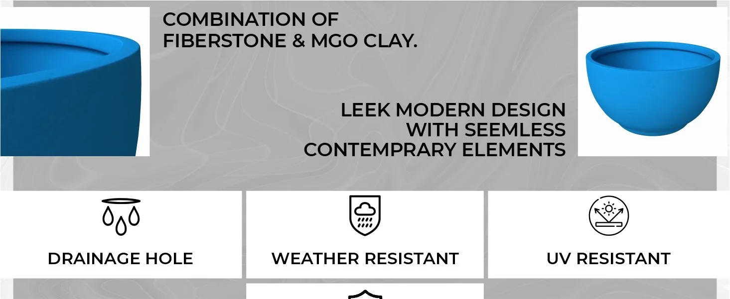 Grove Series Hemisphere Poly Clay Planter in Blue 12.4 Dia, 7.1 High