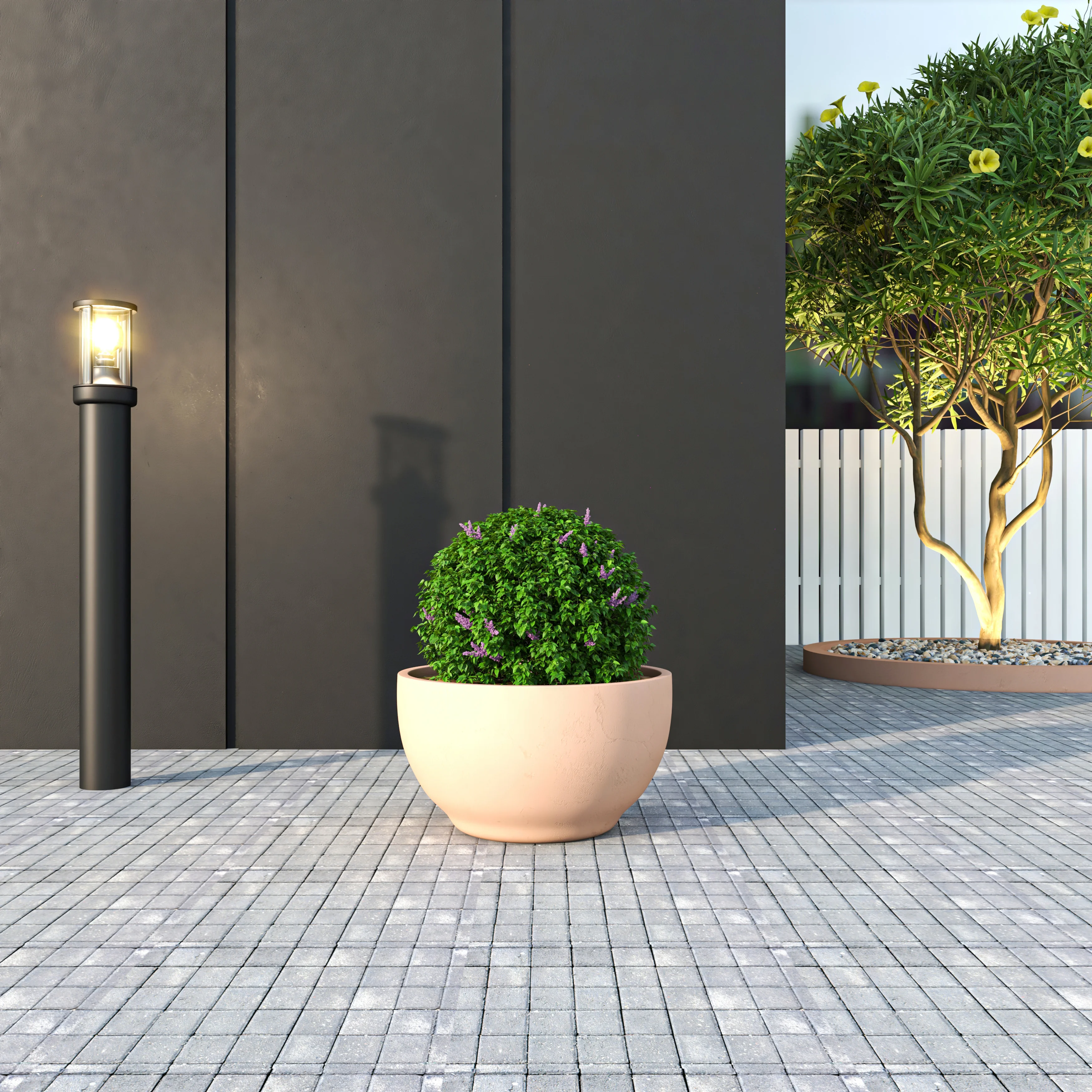 Grove Series Hemisphere Poly Clay Planter in Terra cotta Color 12.4 Dia, 7.1 High