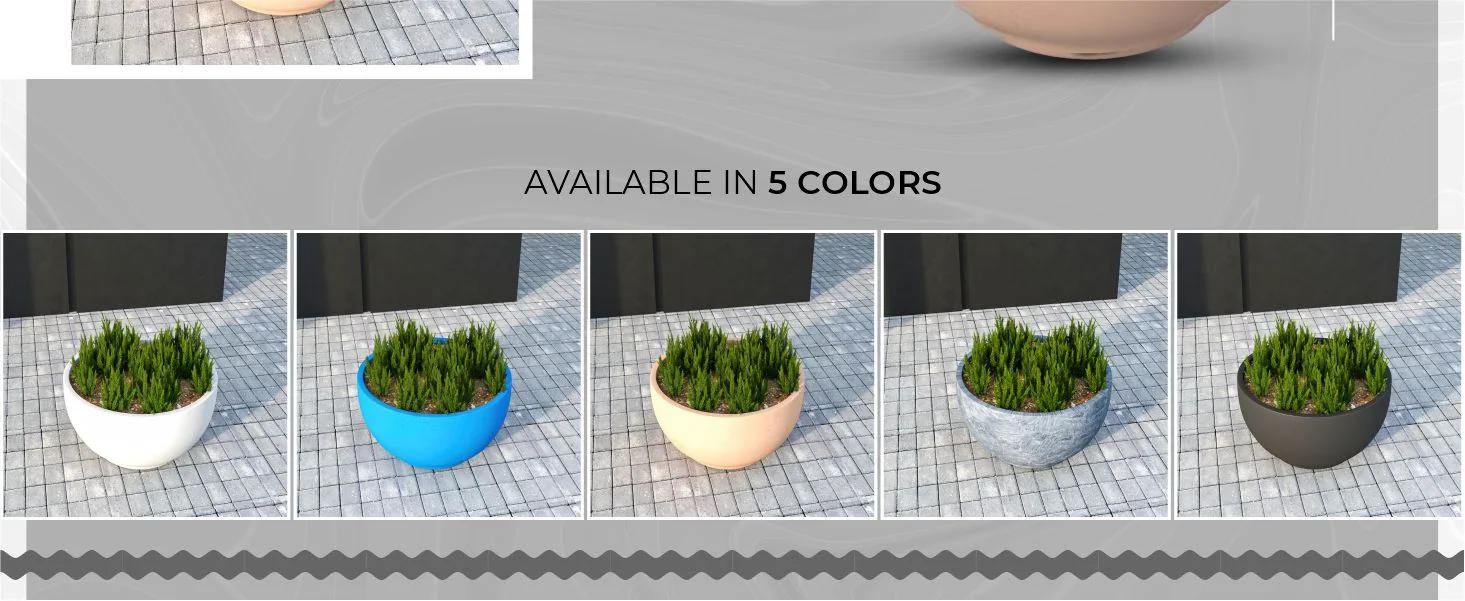 Grove Series Hemisphere Poly Clay Planter in Terra cotta Color 12.4 Dia, 7.1 High
