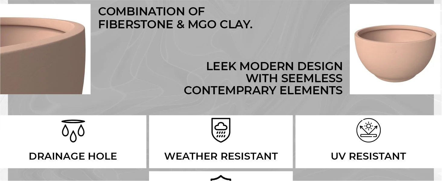 Grove Series Hemisphere Poly Clay Planter in Terra cotta Color 12.4 Dia, 7.1 High