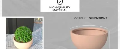 Grove Series Hemisphere Poly Clay Planter in Terra cotta Color 12.4 Dia, 7.1 High