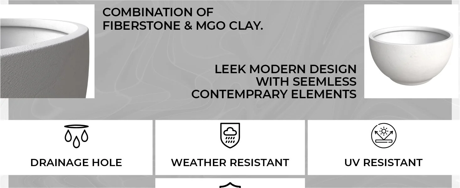 Grove Series Hemisphere Poly Clay Planter in White 12.4 Dia, 7.1 High