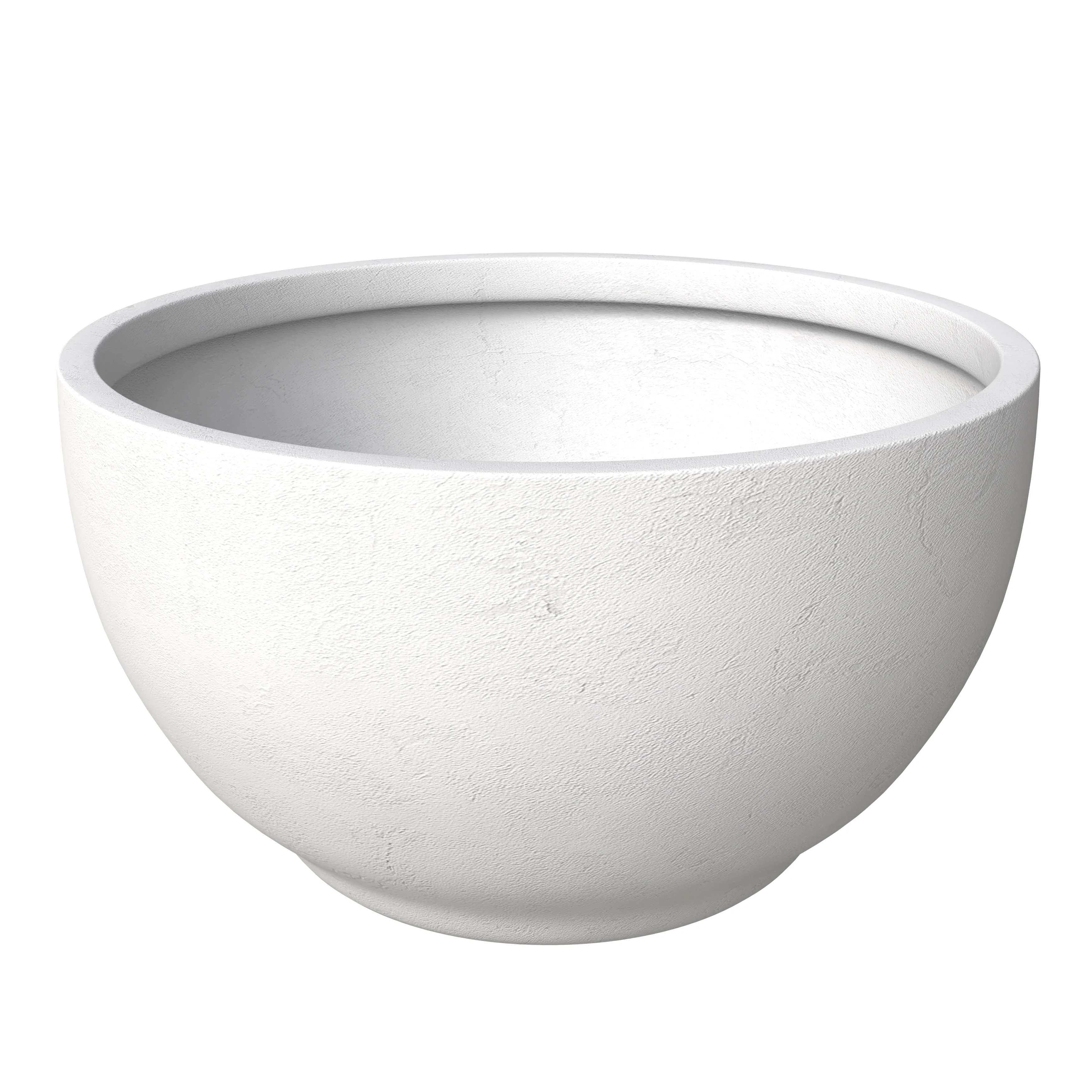 Grove Series Hemisphere Poly Clay Planter in White 12.4 Dia, 7.1 High