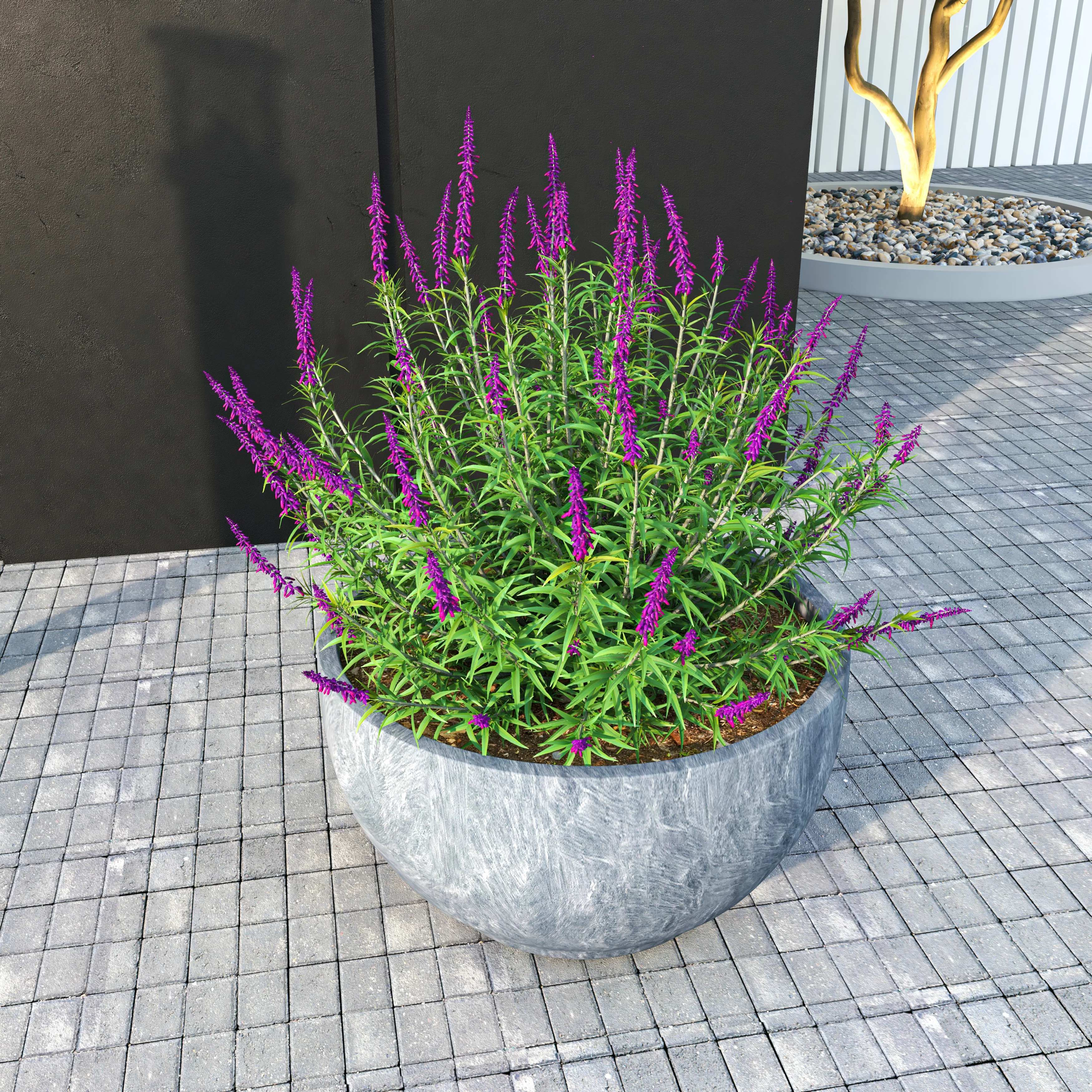 Grove Series Hemisphere Poly Clay Planter in Aged Concrete 14.9 Dia, 7.8 High