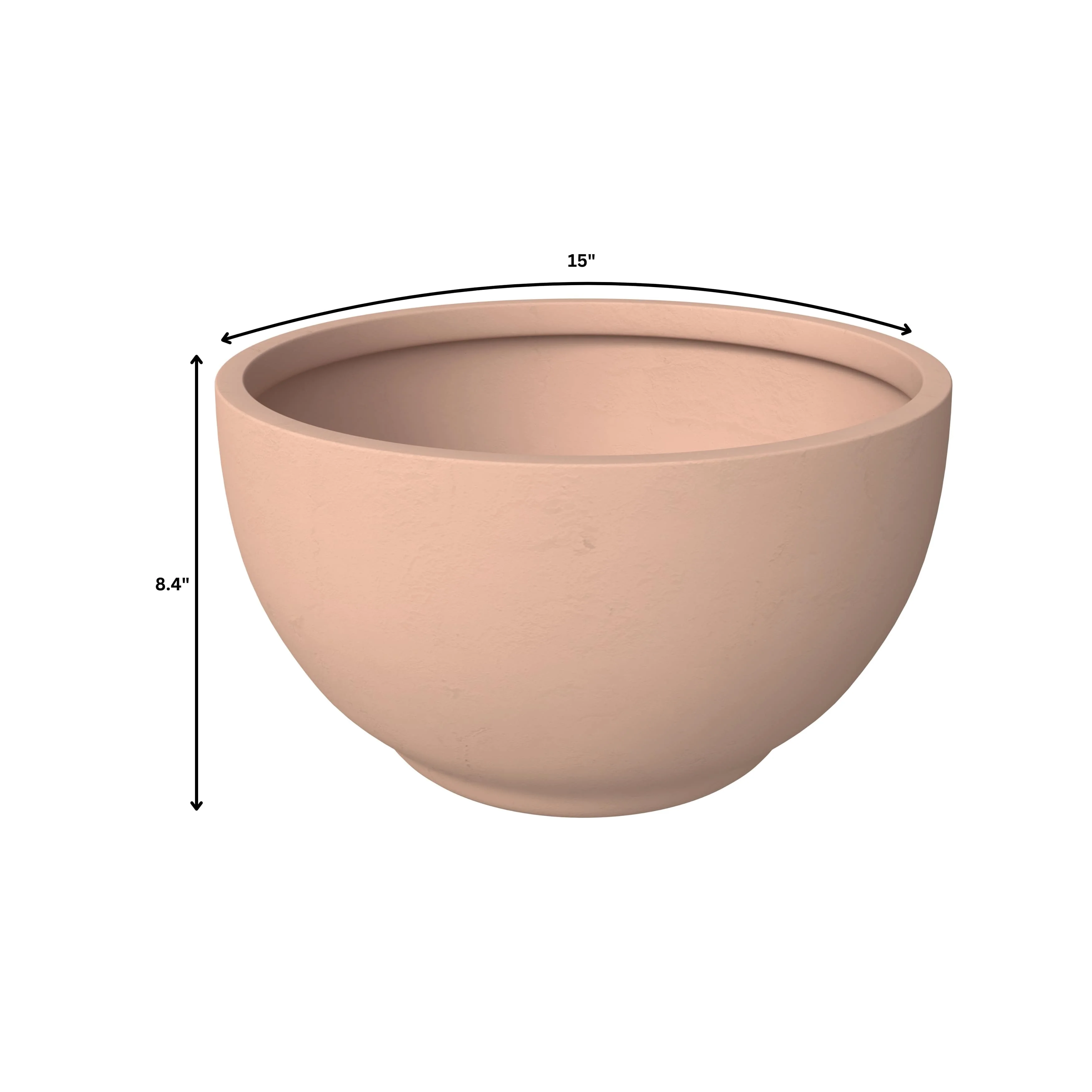 Grove Series Hemisphere Poly Clay Planter in Terra cotta Color 14.9 Dia, 7.8 High