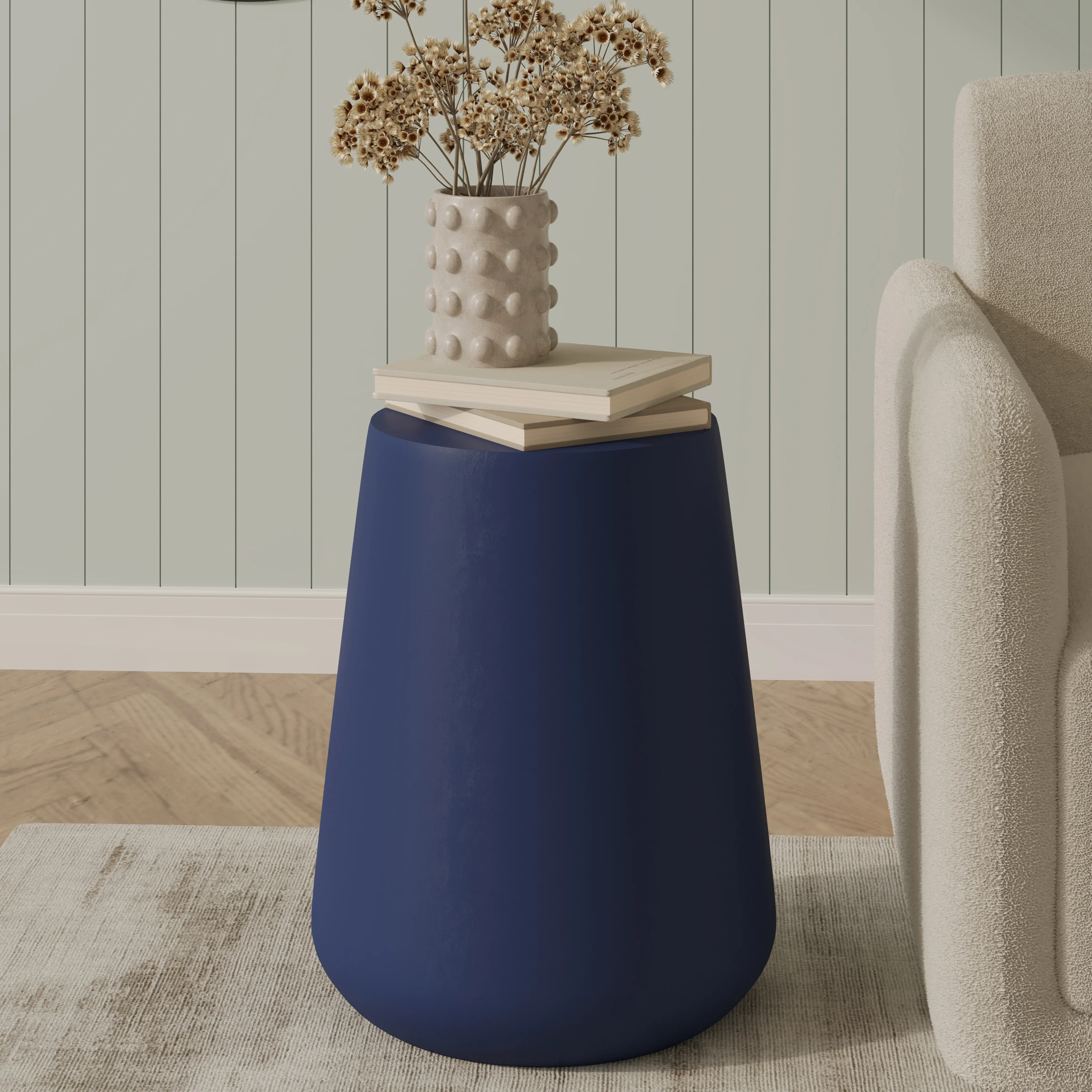 Modern Side End Table Glint Series In Saphire Blue