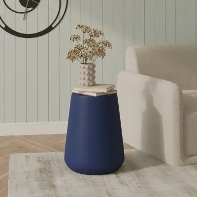 Modern Side End Table Glint Series In Saphire Blue