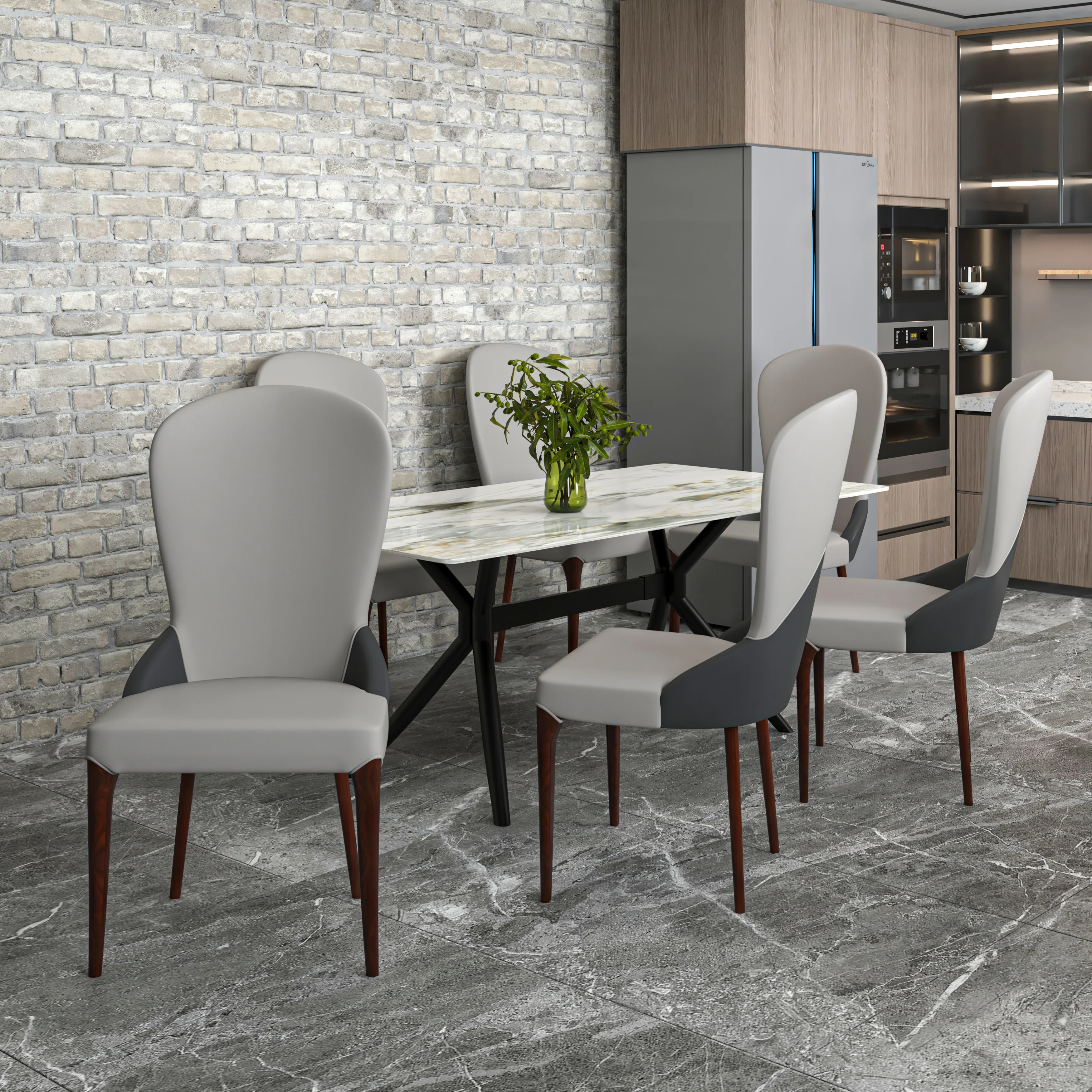 Havana Collection Modern Wooden Dining Chair in Grey