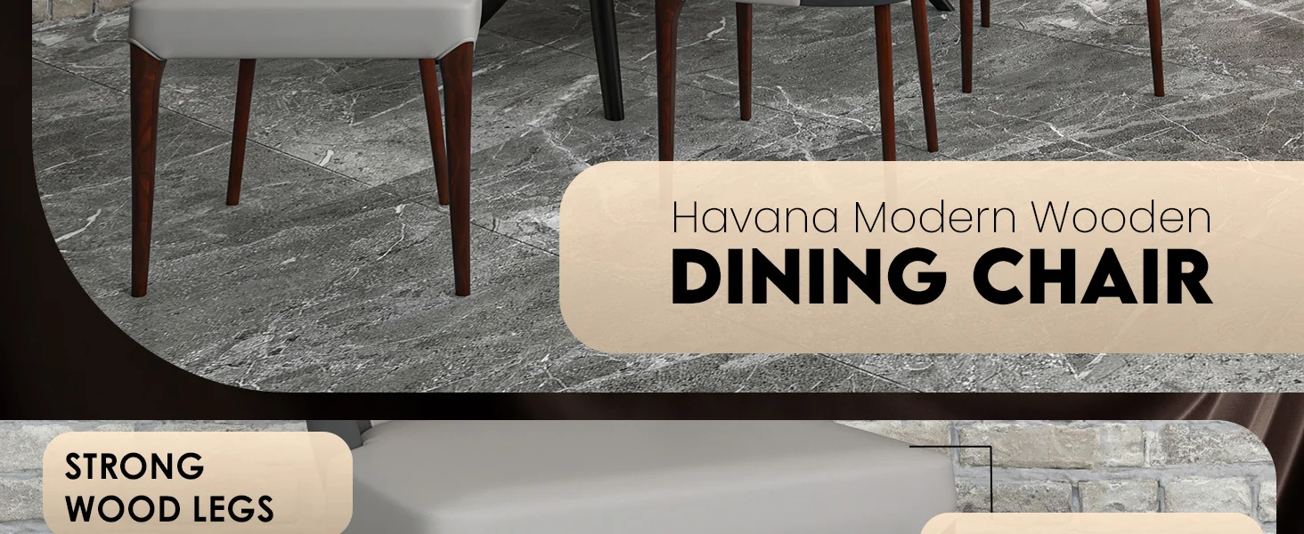 Havana Collection Modern Wooden Dining Chair in Grey