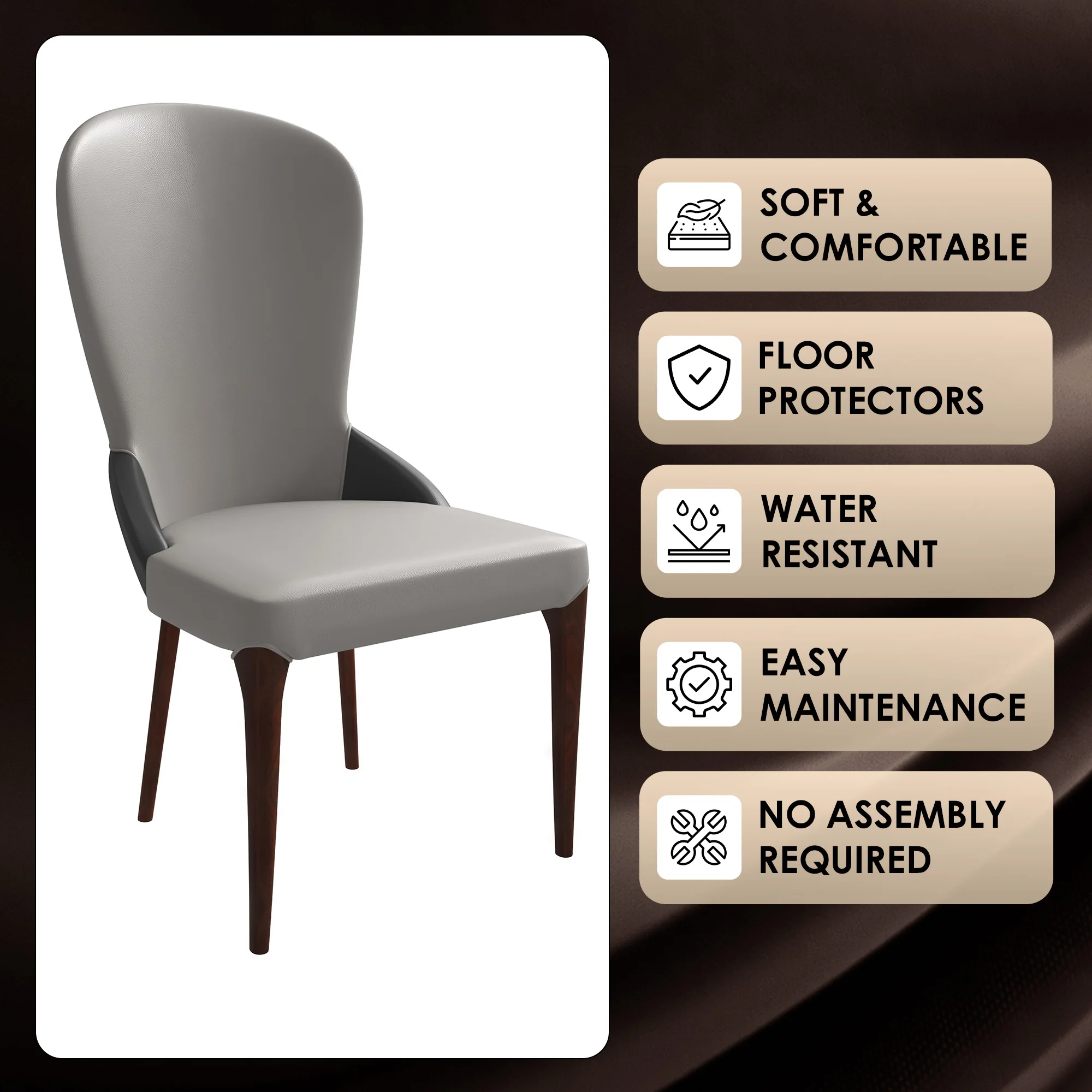 Havana Collection Modern Wooden Dining Chair in Grey