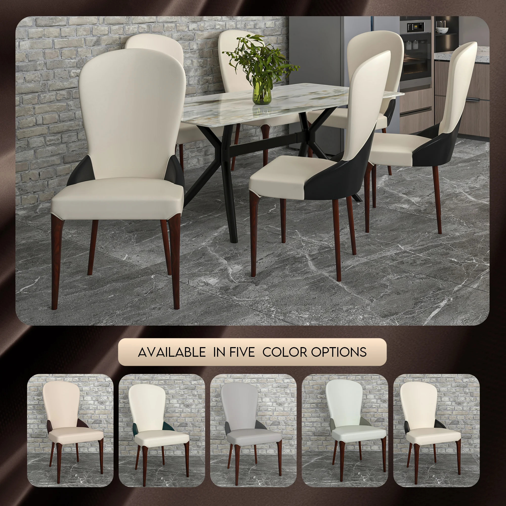 Havana Collection Modern Wooden Dining Chair in Black/White