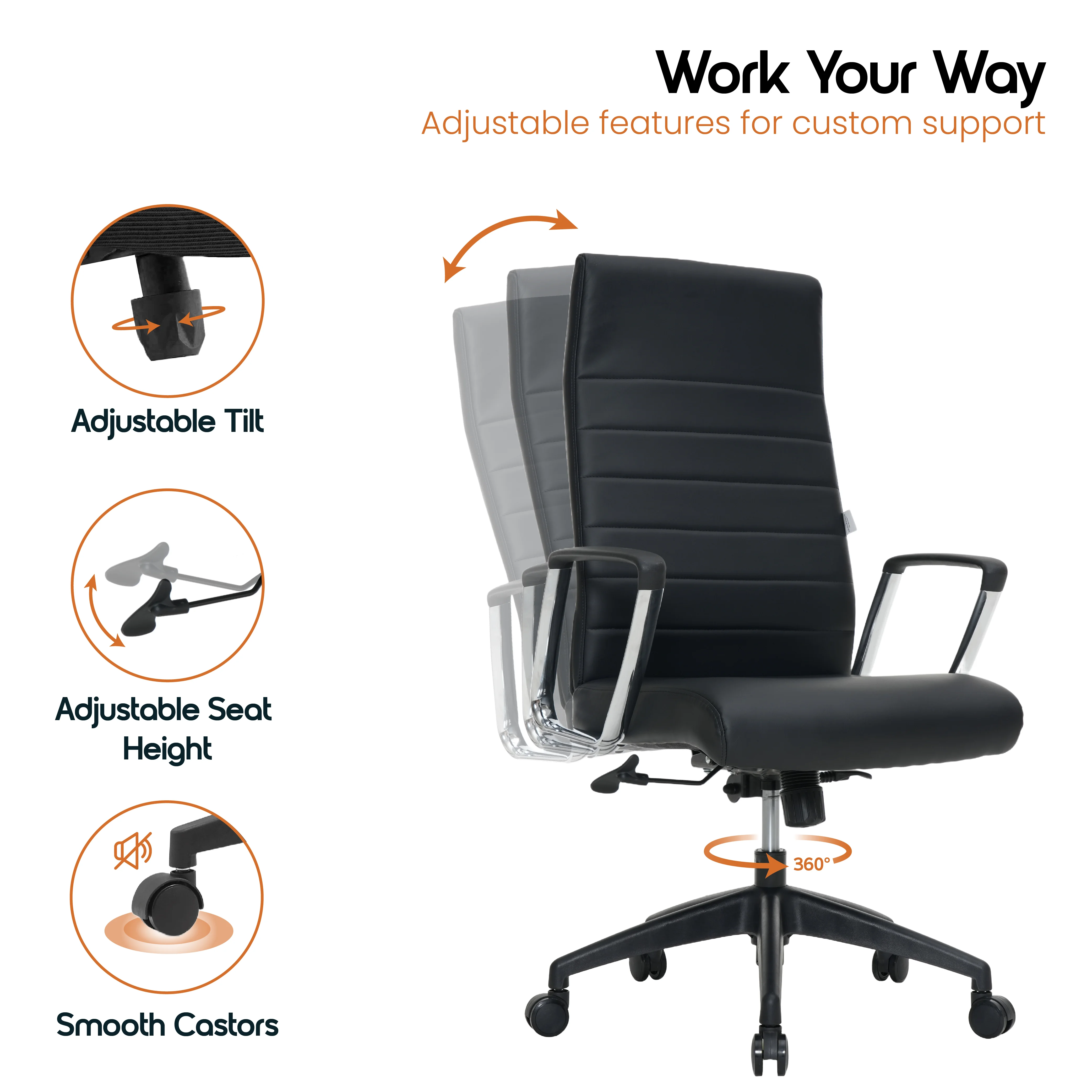 Hilton Modern High-Back Leather Office Chair