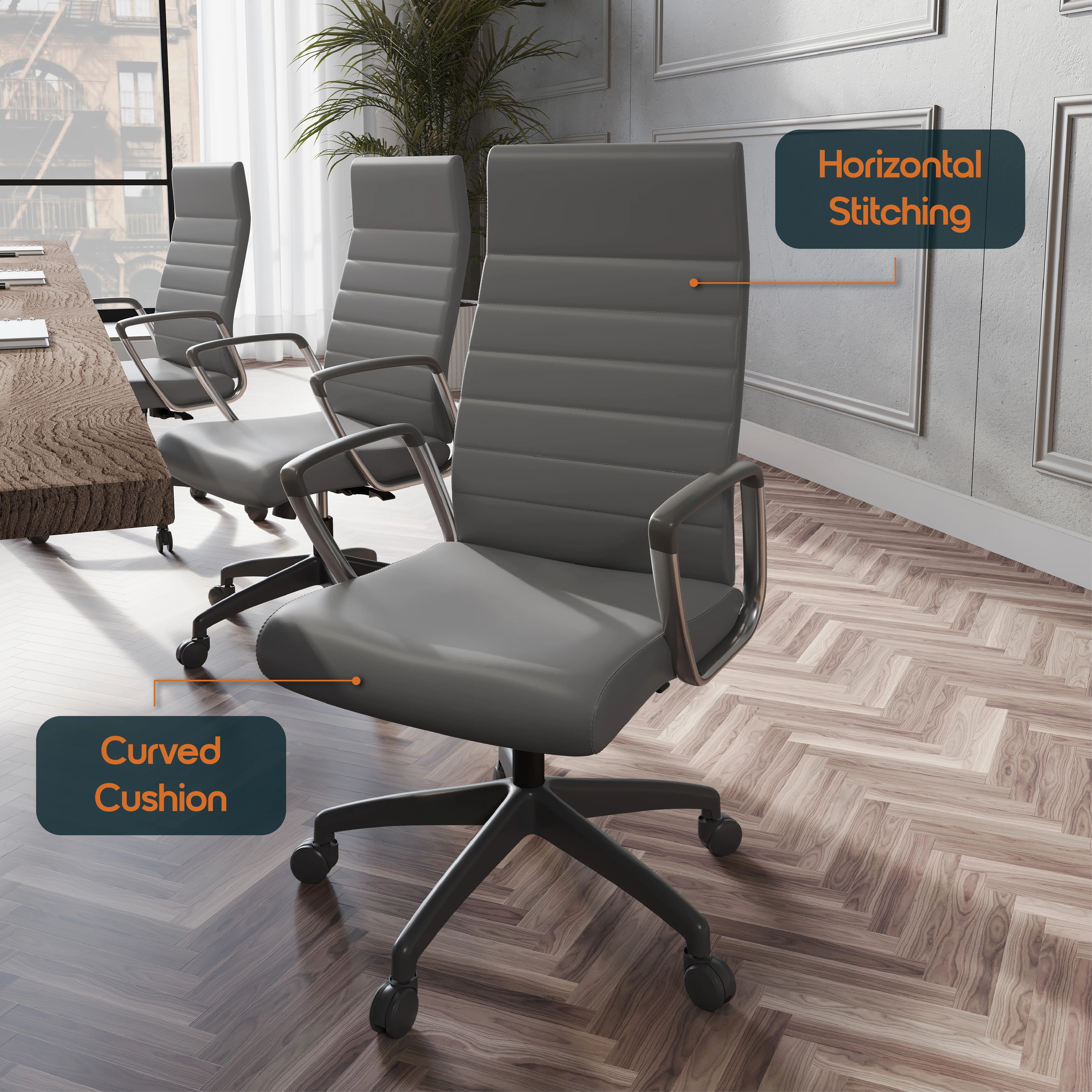 Hilton Modern High-Back Leather Office Chair