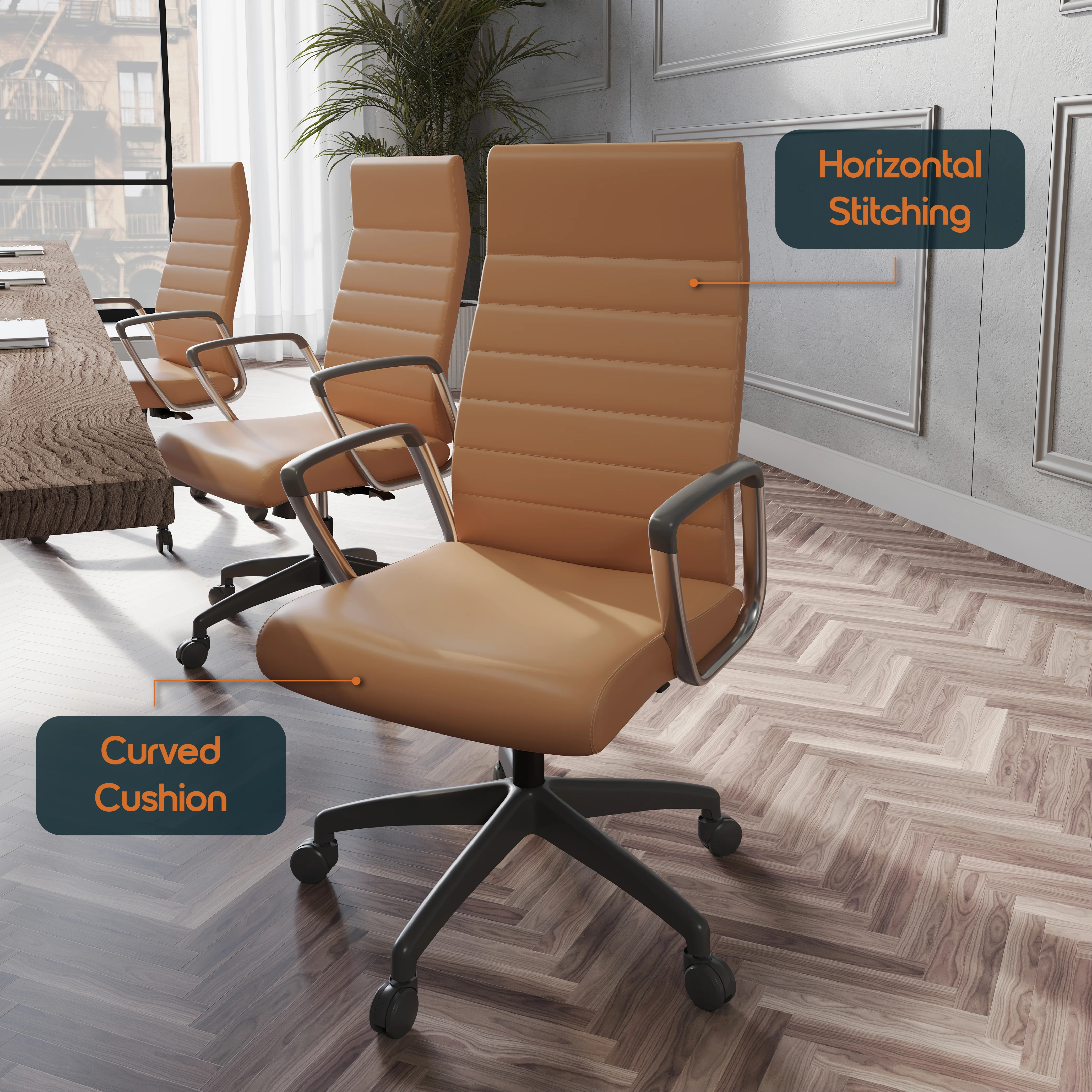 Hilton Modern High-Back Leather Office Chair