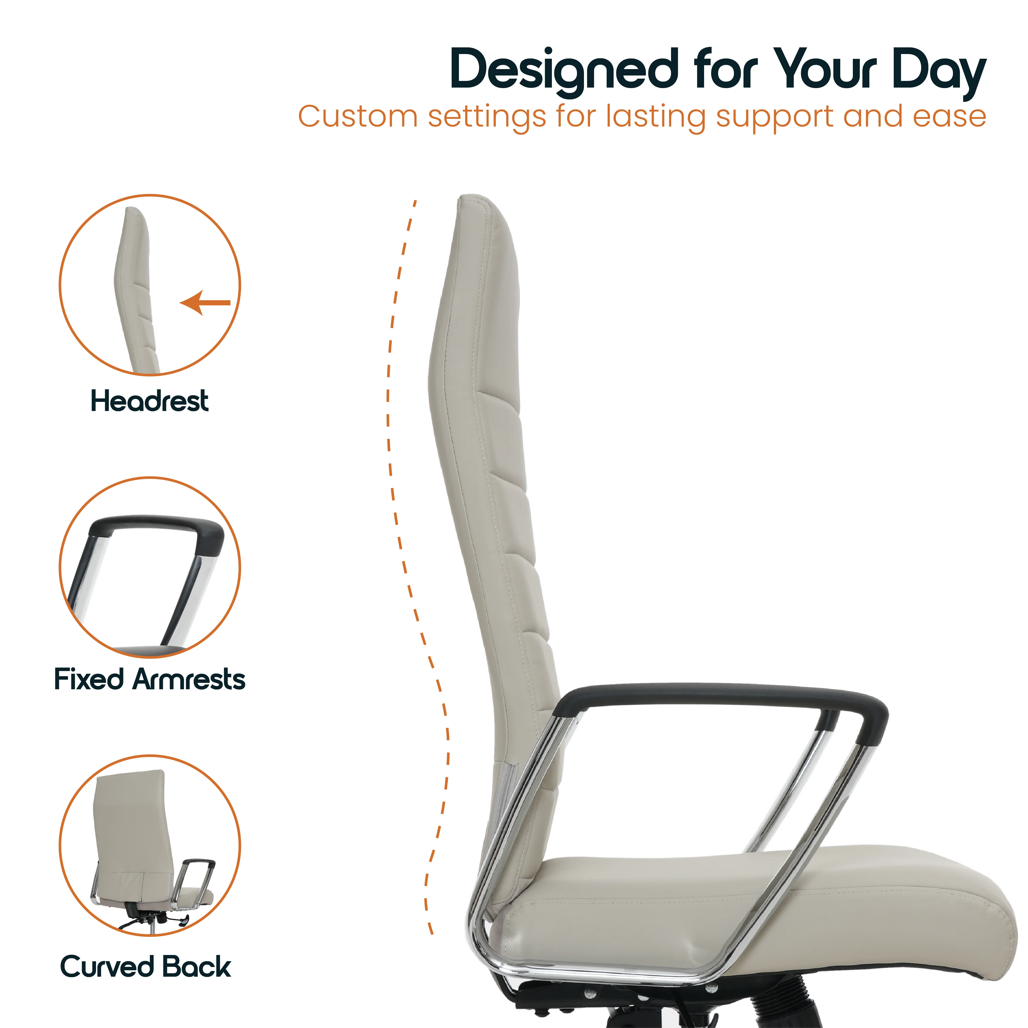 Hilton Modern High-Back Leather Office Chair