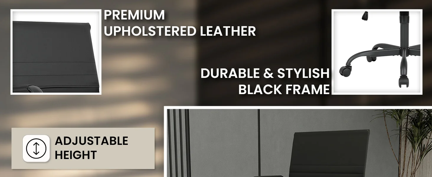 Harris Leather Home Office Chair With Black Frame in Black