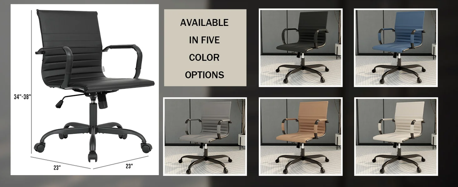 Harris Leather Home Office Chair With Black Frame in Black