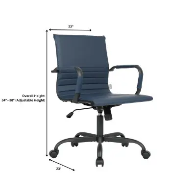 Harris Leather Office Chair in Blue With Black Frame