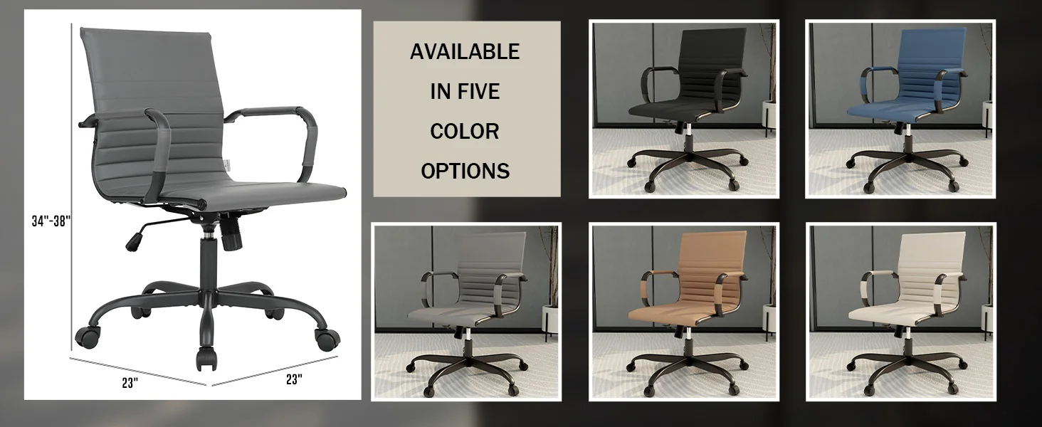 Harris Leather Home Office Chair in Grey With Black Frame