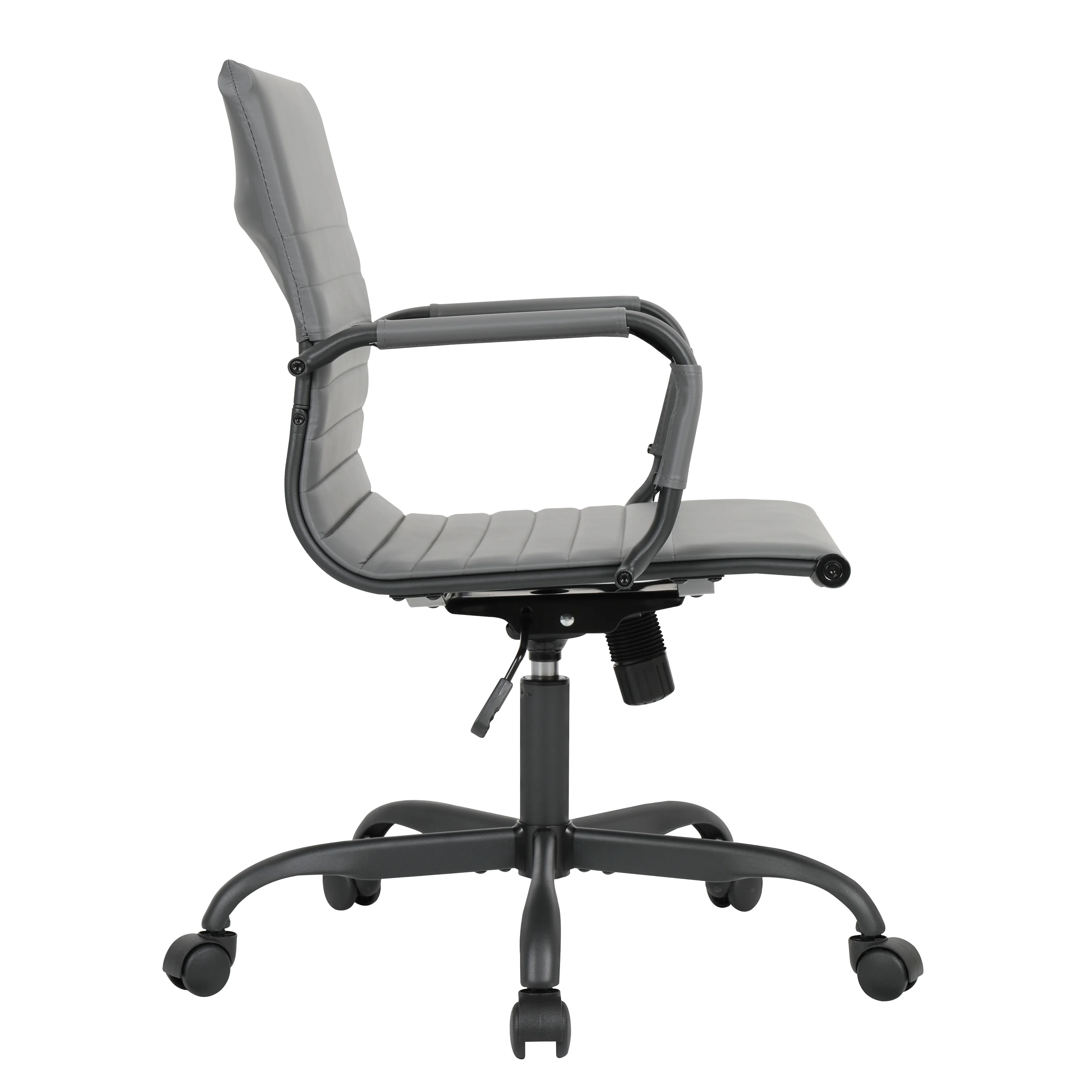 Harris Leather Home Office Chair in Grey With Black Frame