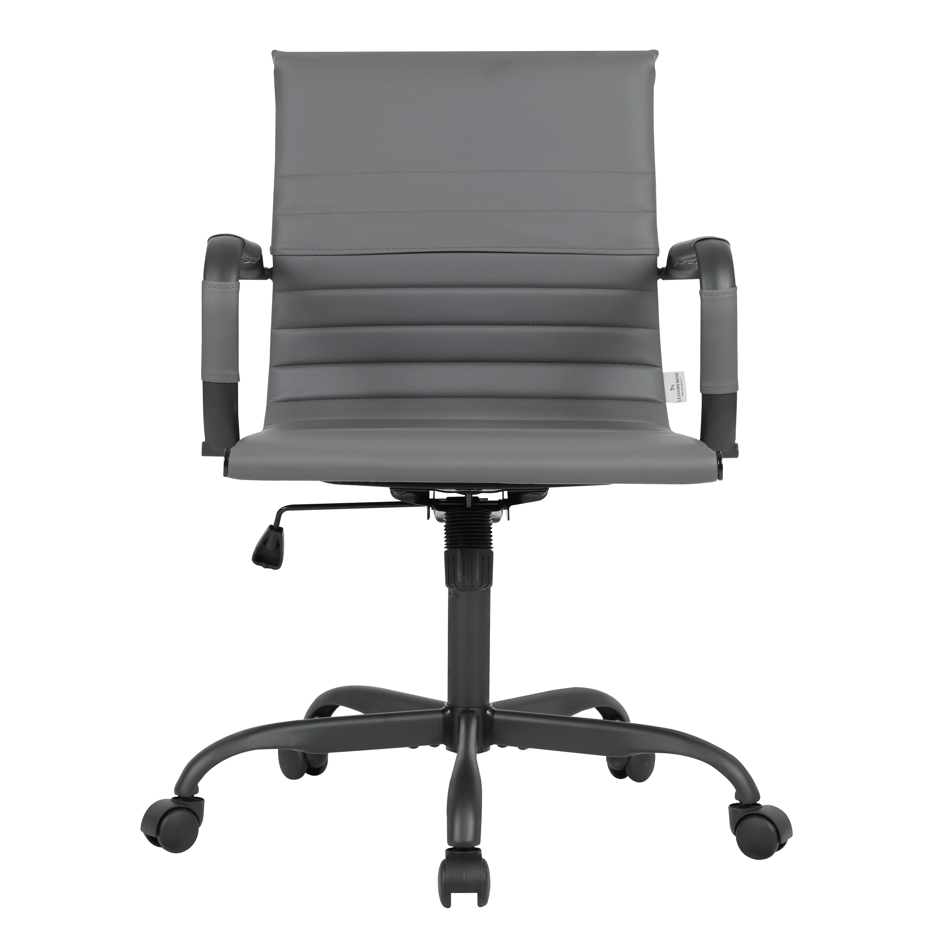 Harris Leather Home Office Chair in Grey With Black Frame