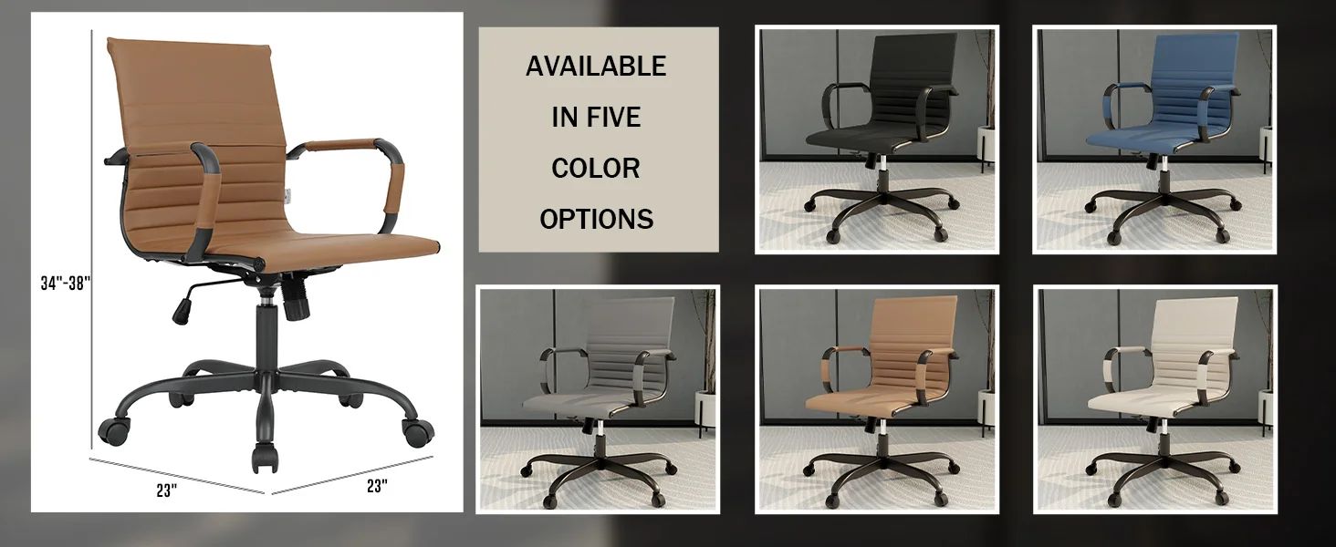 Harris Leather Home Office Chair in Light Brown With Black Frame