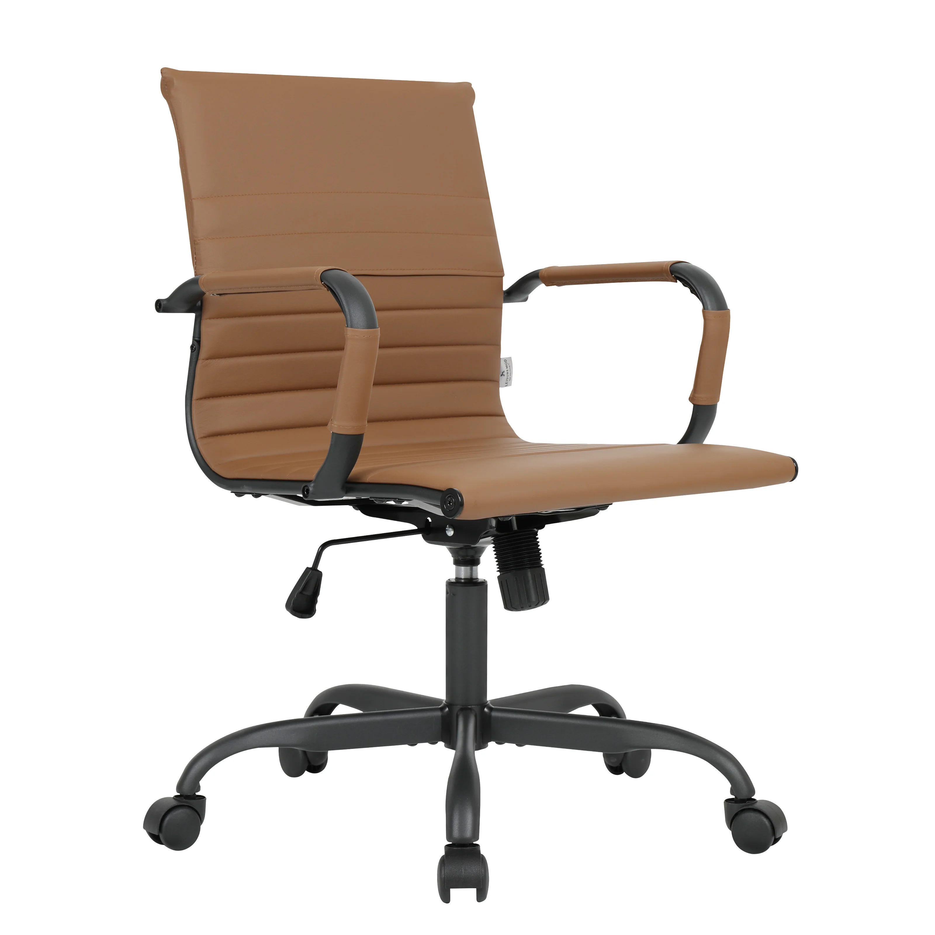 Harris Leather Home Office Chair in Light Brown With Black Frame
