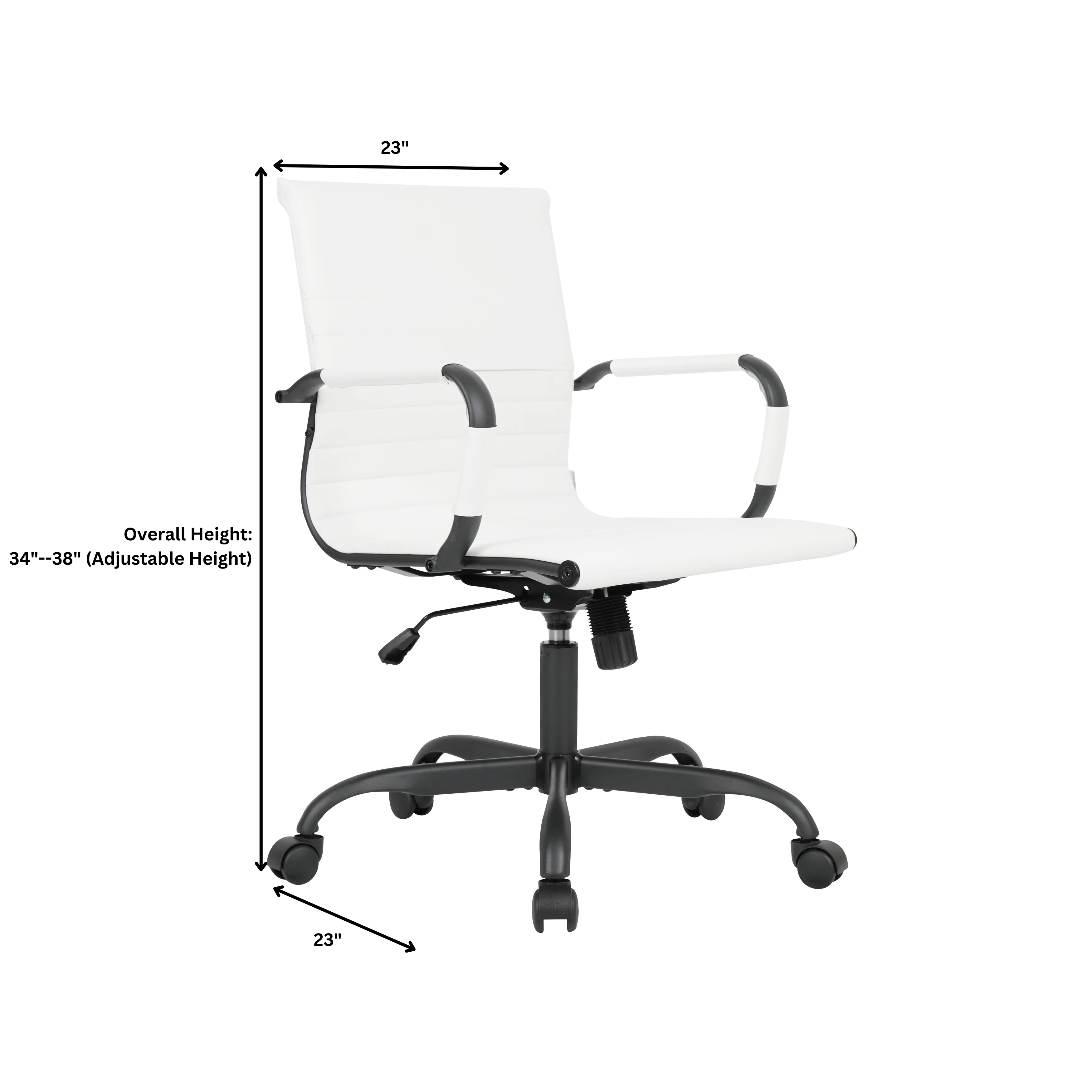 Harris Leather Home Office Chair in White With Black Frame