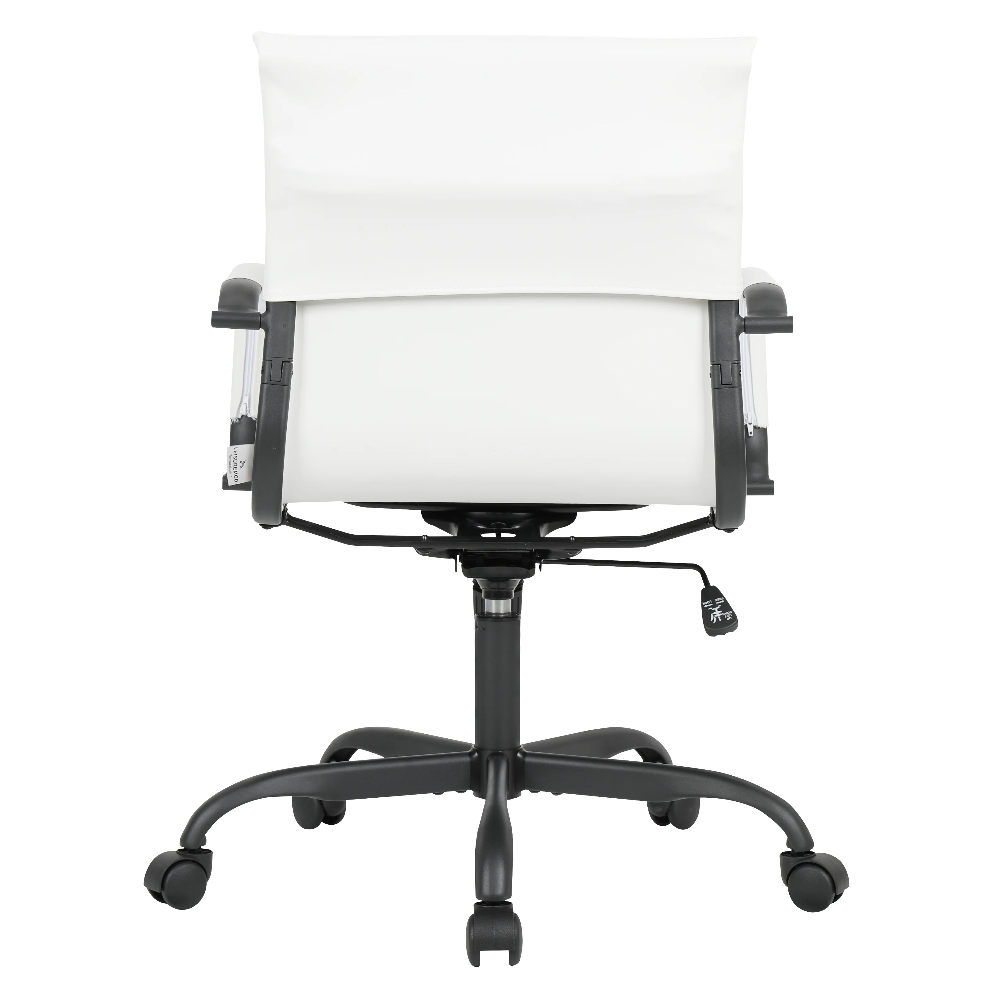 Harris Leather Home Office Chair in White With Black Frame