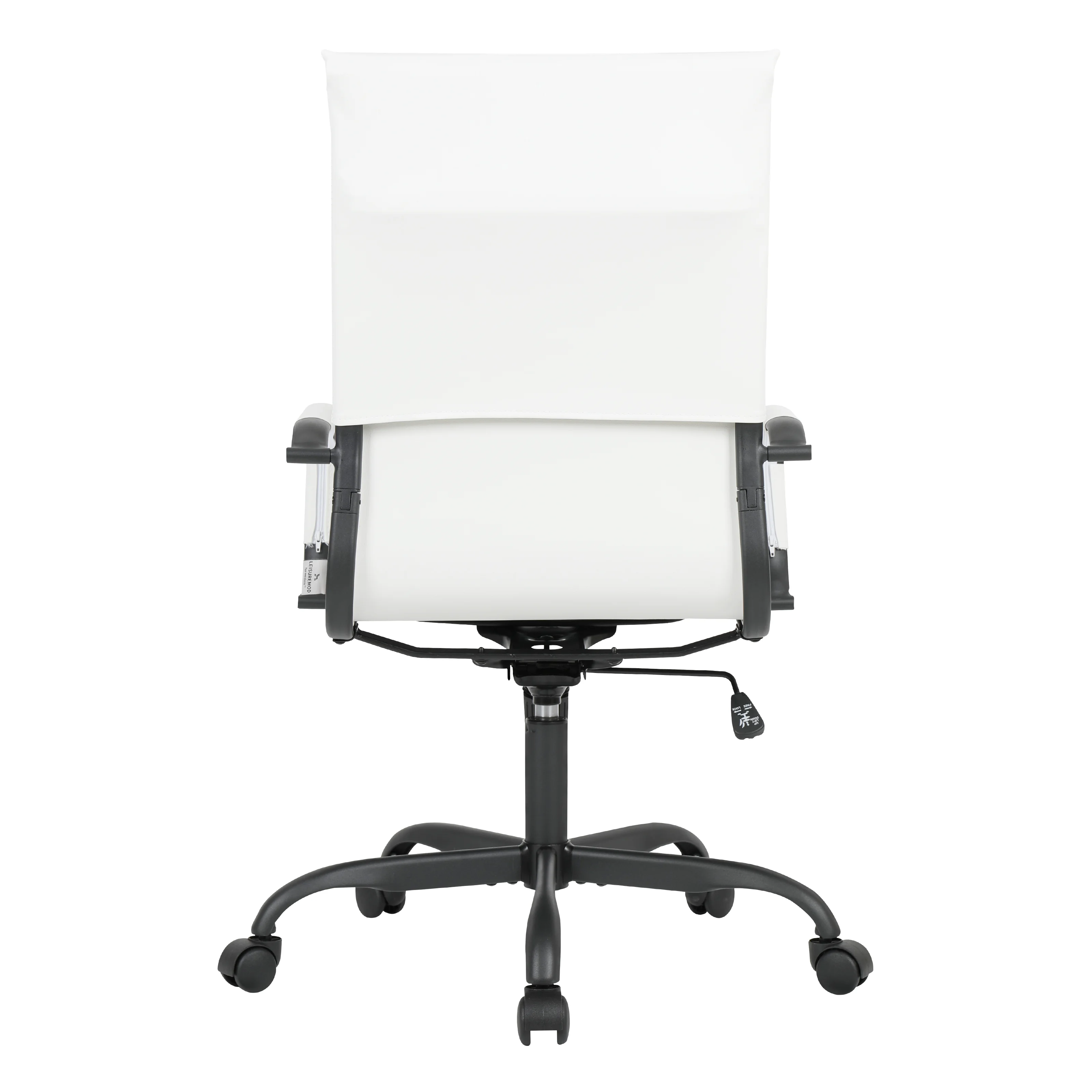 Harris Leather Home High-Back Office Chair in White With Black Frame