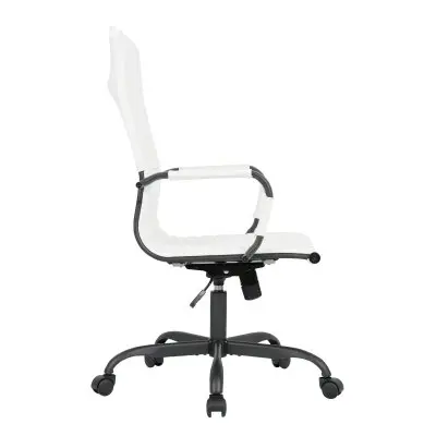 Harris Leather Home High-Back Office Chair in White With Black Frame