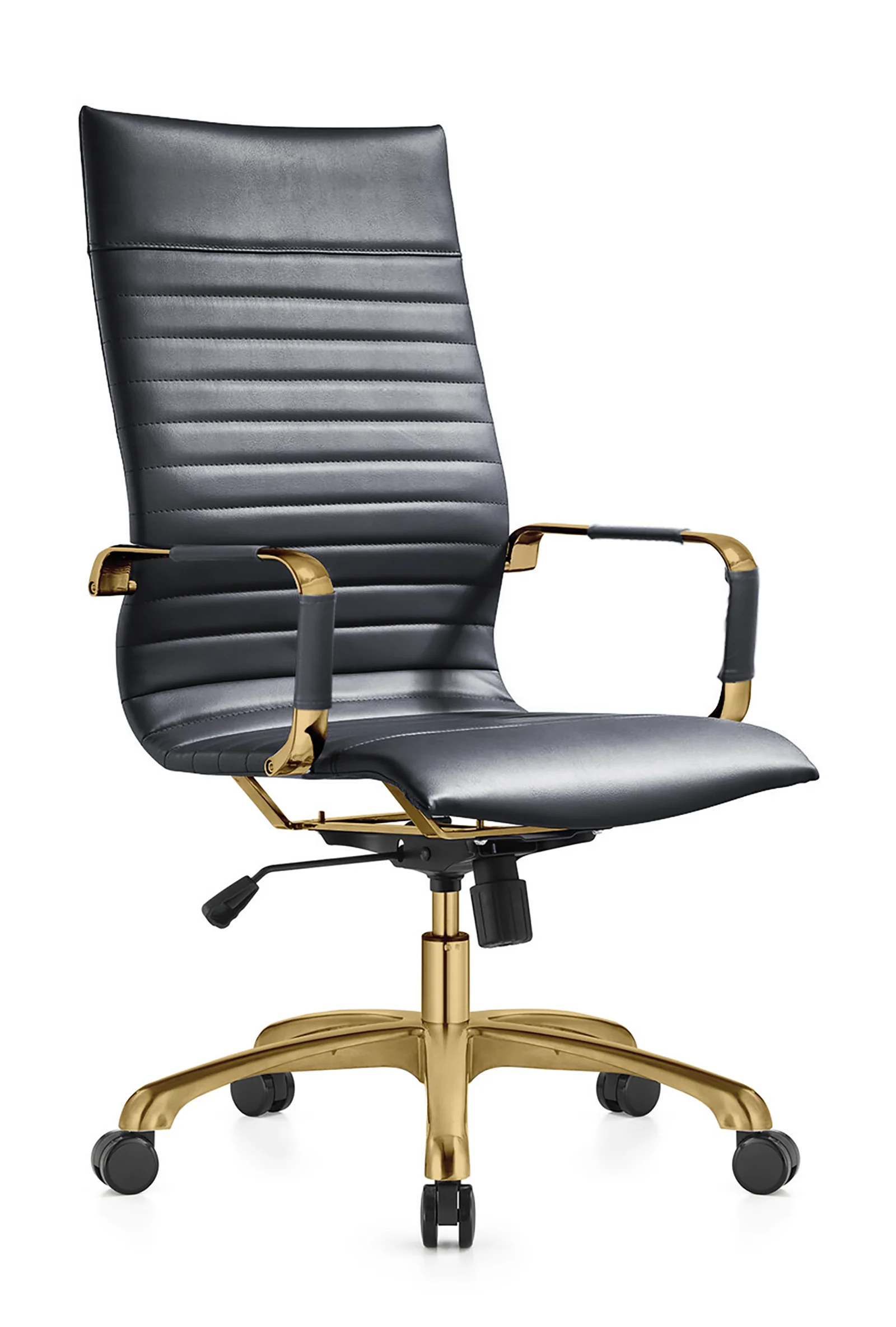 Harris High-Back Faux Leather Office Chair With Gold Frame