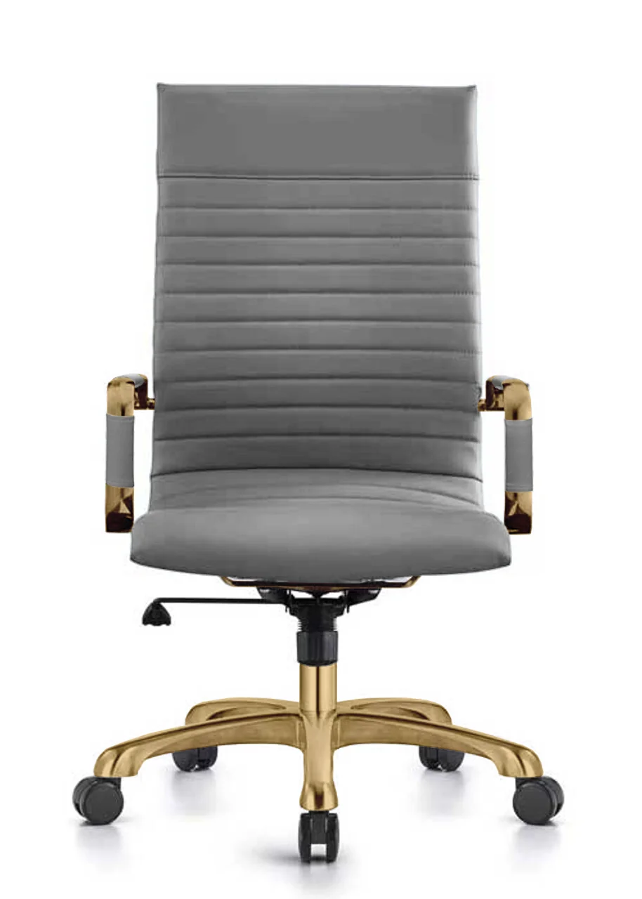 Harris High-Back Leatherette Office Chair With Gold Frame