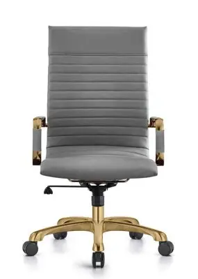 Harris High-Back Leatherette Office Chair With Gold Frame