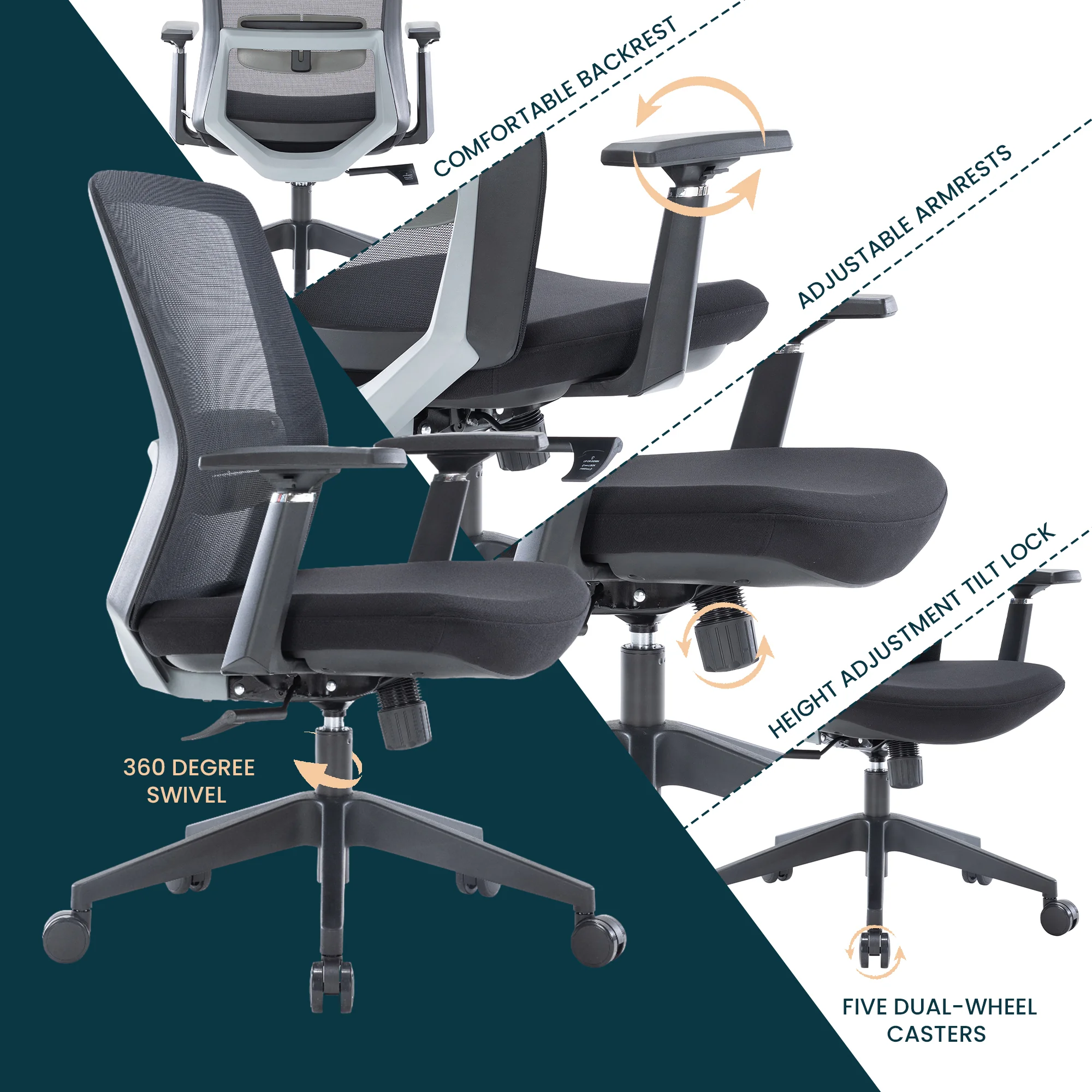 Ingram Modern  Office Task Chair with adjustable armrests