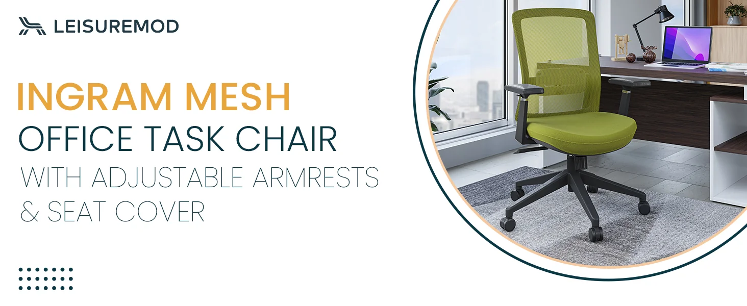 Ingram Office Chair with Seat Cover, Green/Green