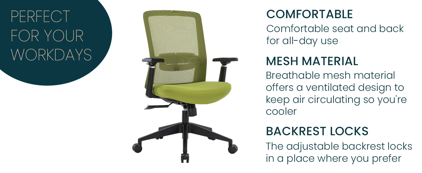 Ingram Office Chair with Seat Cover, Green/Green