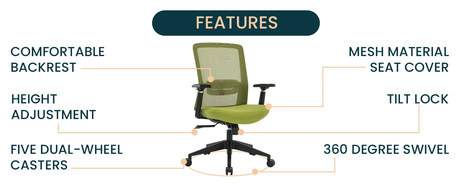 Ingram Office Chair with Seat Cover, Green/Green